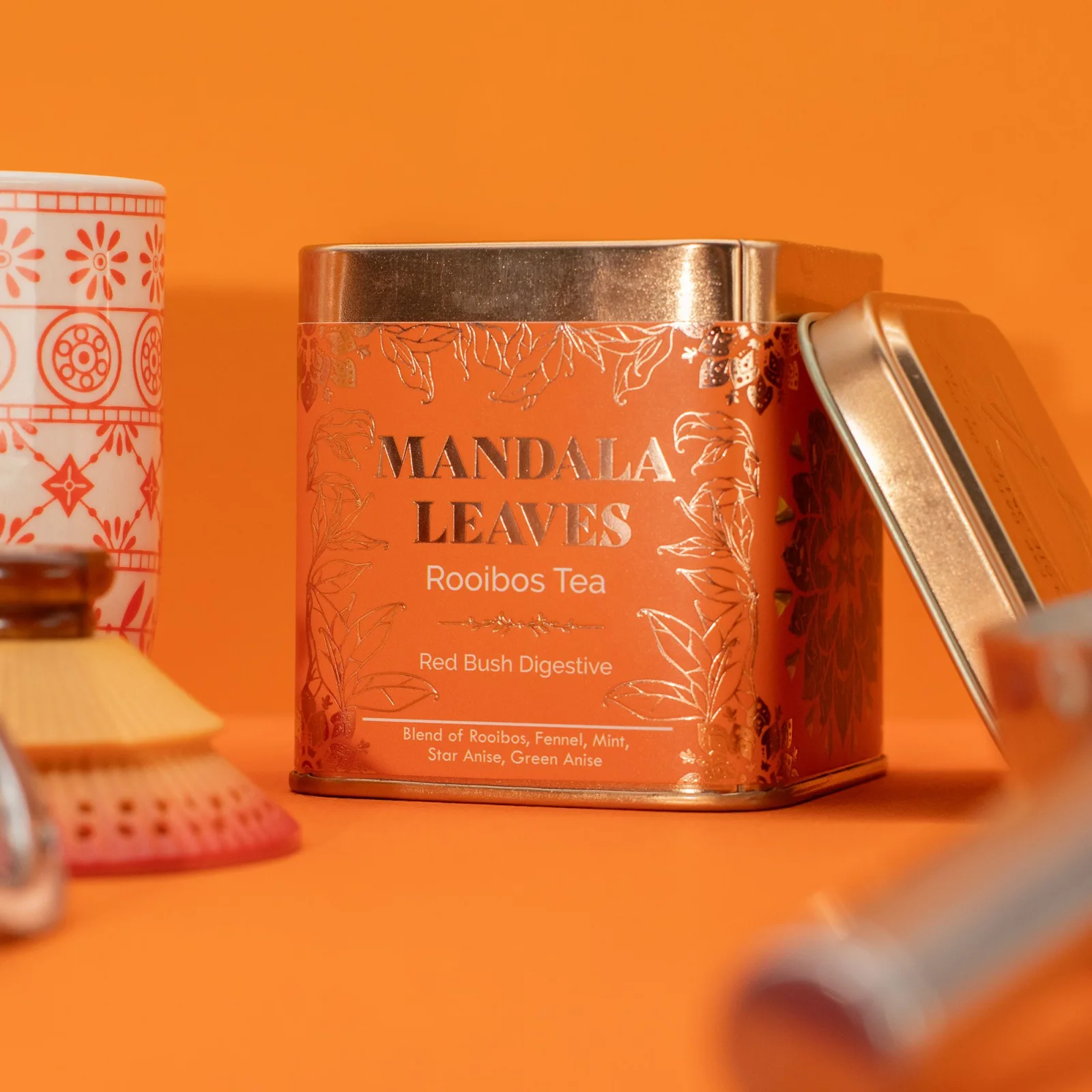 Rooibos Red Bush Digestive – mäta, feniklo a aníz, 50 g, plechovka – fotka 6