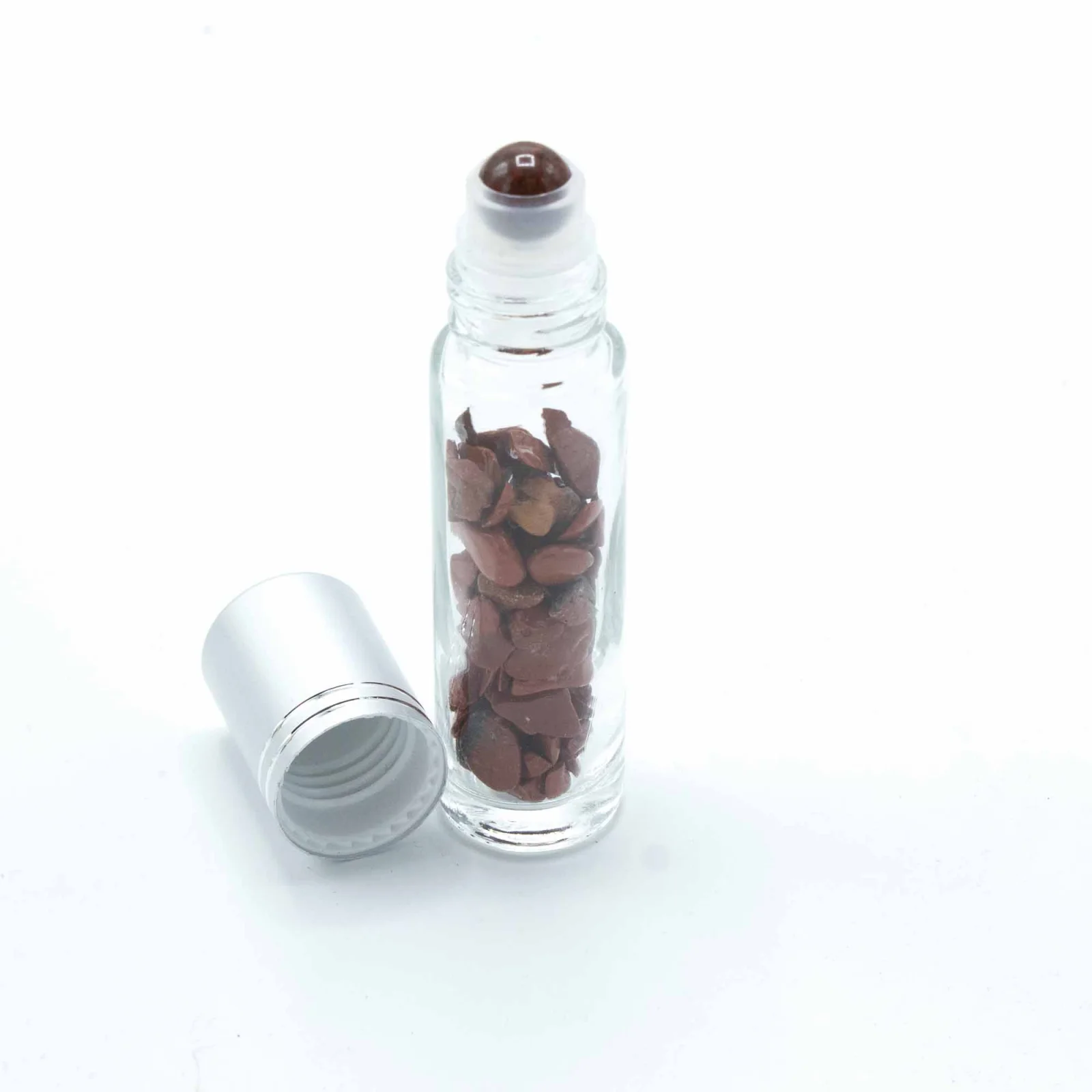 Roll-on fľaštička s červeným jaspisom, 5 ml – strieborné viečko – fotka 4