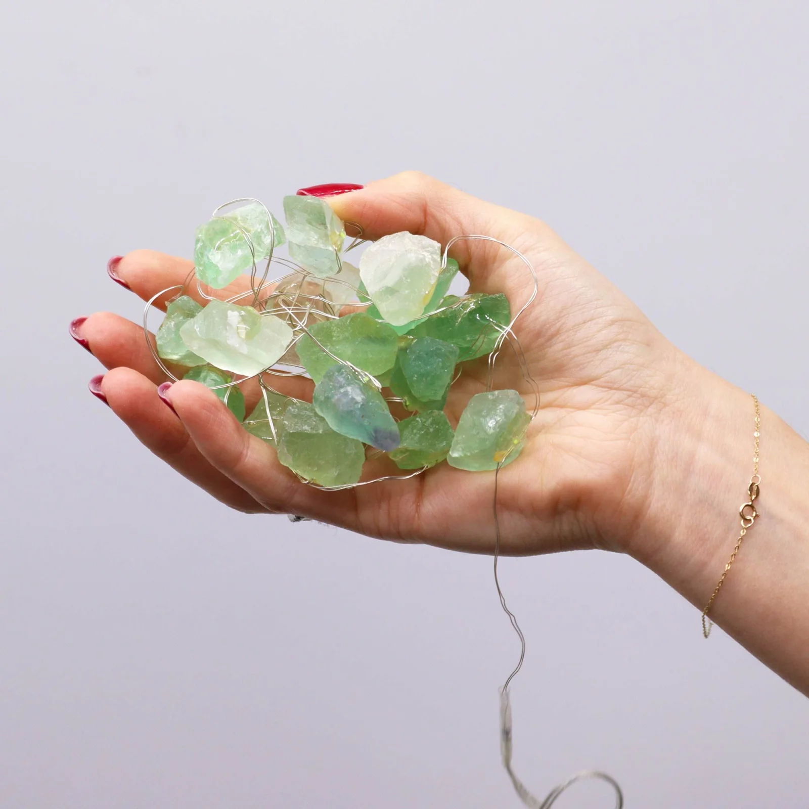 Svetelná reťaz s kameňmi – Crystal Jade, 227 cm – fotka 3