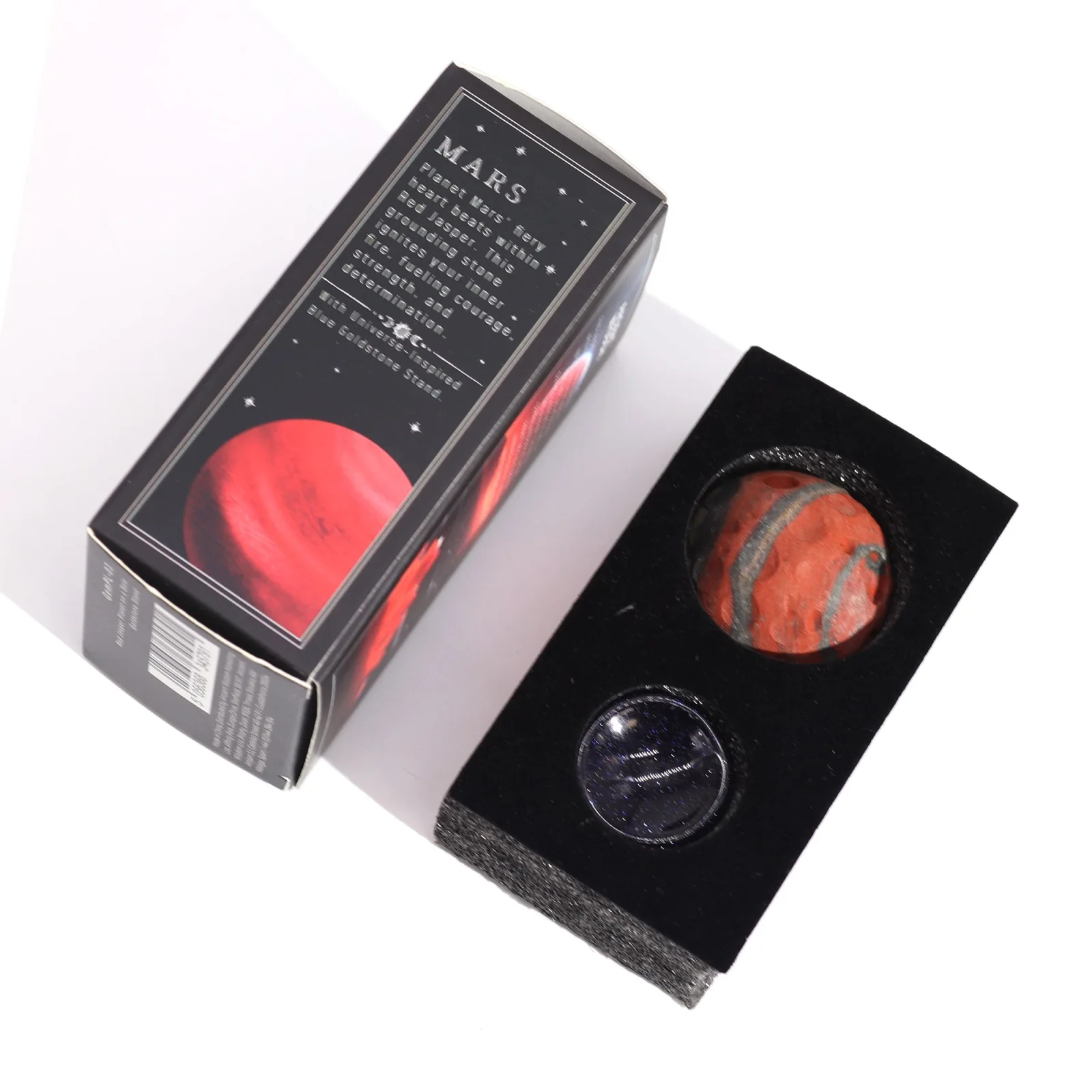Planéta Mars z červeného jaspisu na stojane z goldstonu, 40 mm – fotka 4