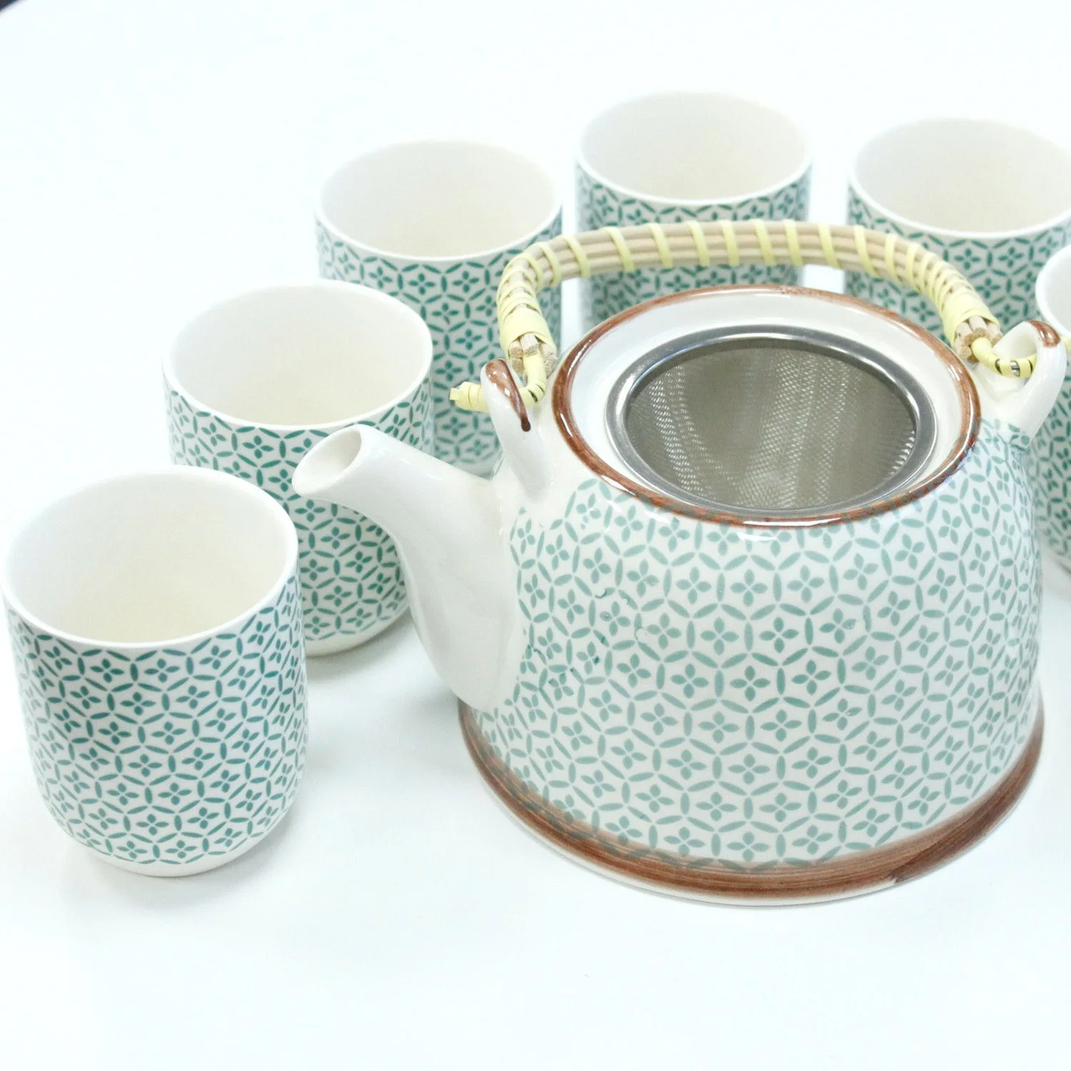 Čajová súprava Herbal Green Mosaic – čajník a 6 šálok – fotka 2