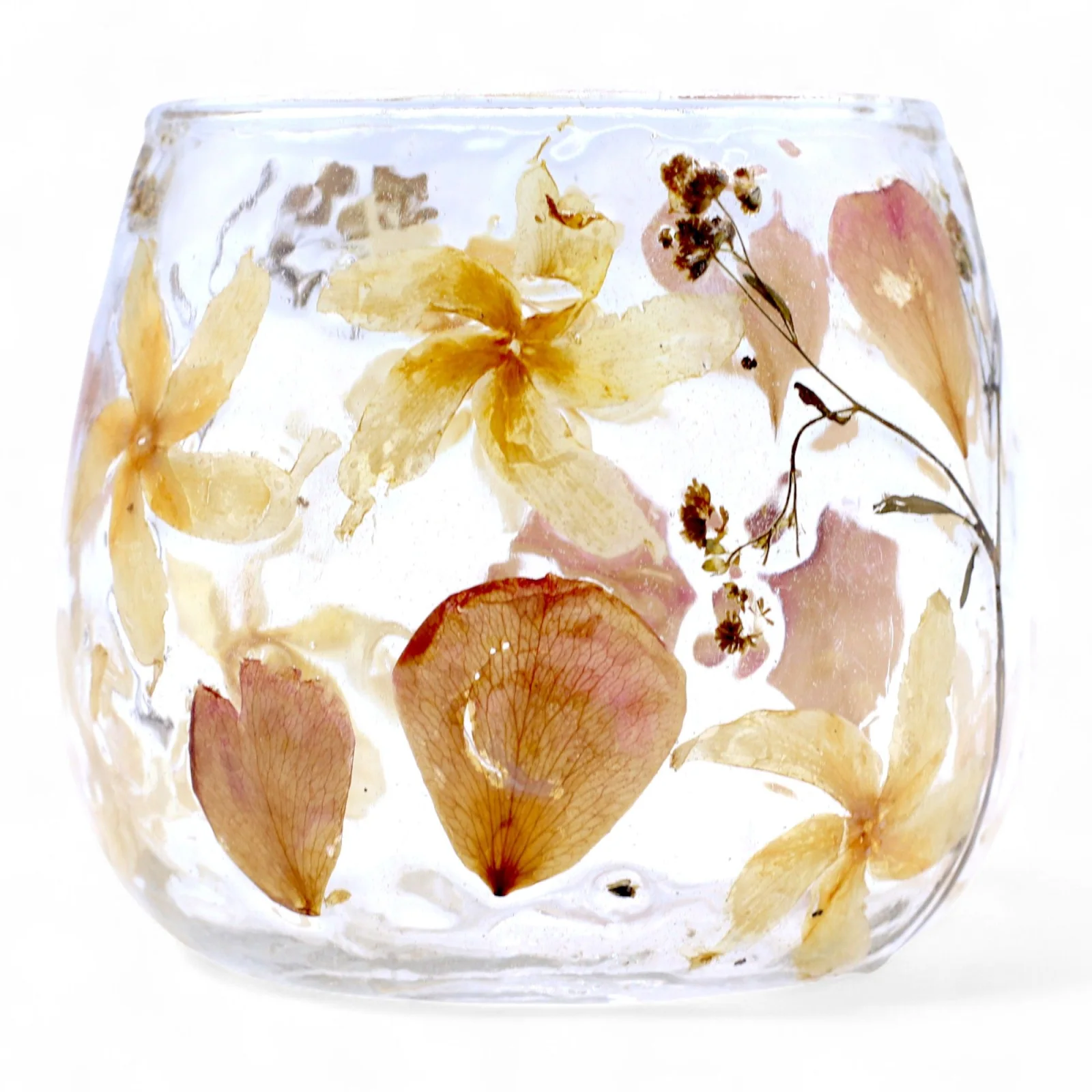 Sklenený svietnik Natural Floral – valec Rosa, 8 × 8 cm – fotka 3