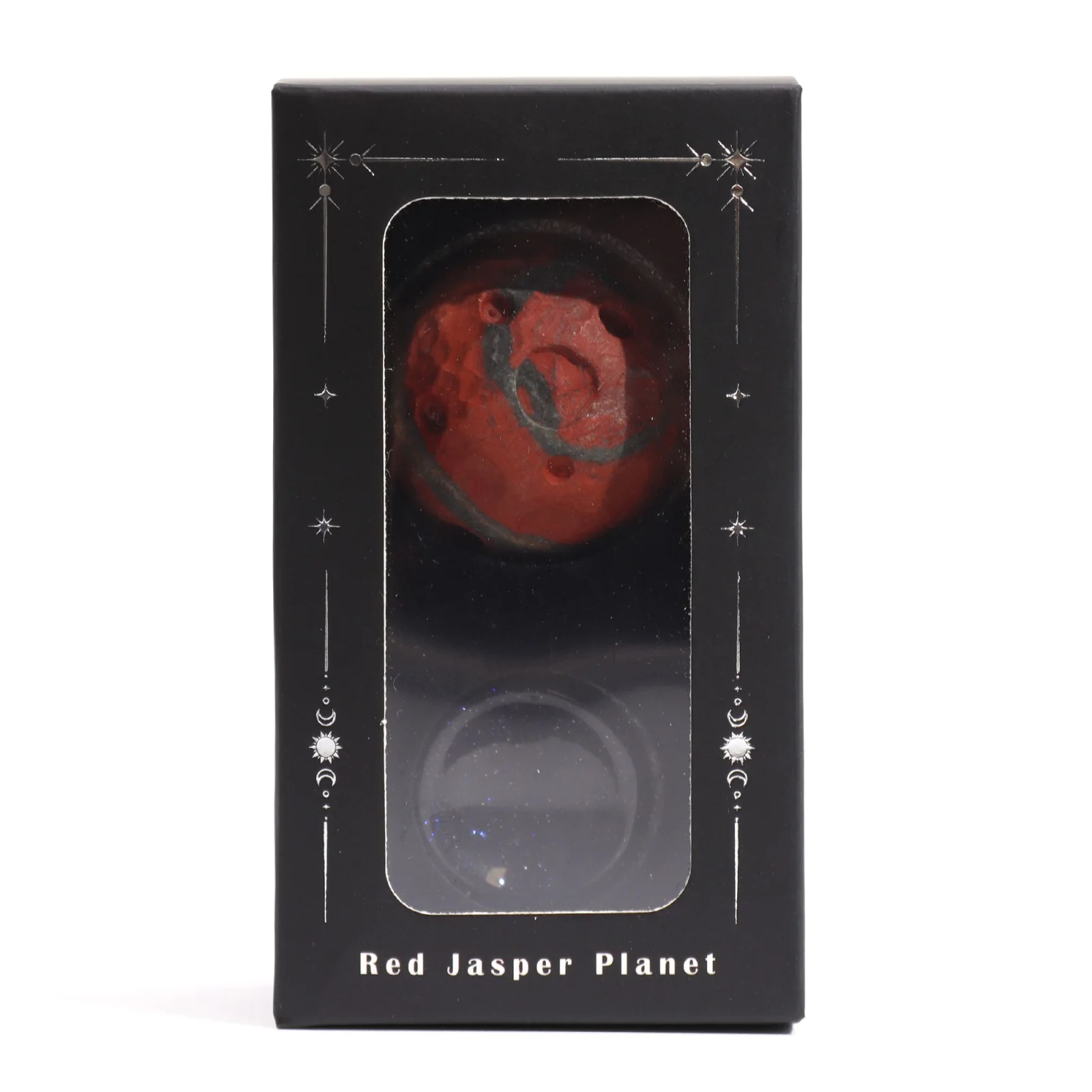 Planéta Mars z červeného jaspisu na stojane z goldstonu, 40 mm – fotka 5