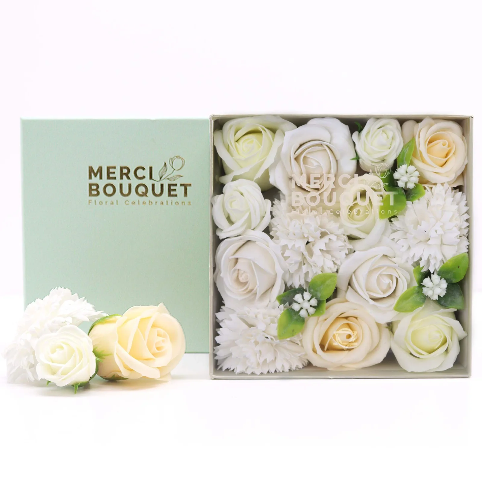 Štvorcový box s mydlovými ružami – Wedding Blessings – fotka 1