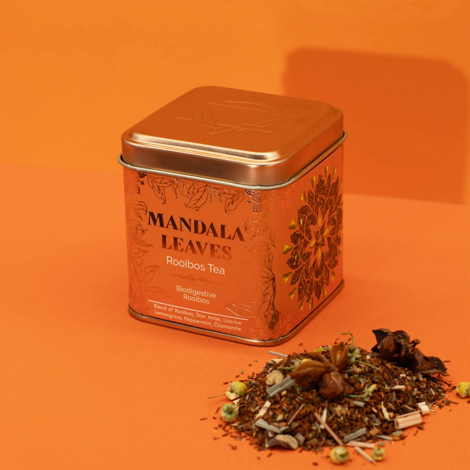 Rooibos Biodigest – mäta, harmanček a aníz, 50 g, plechovka – fotka 7