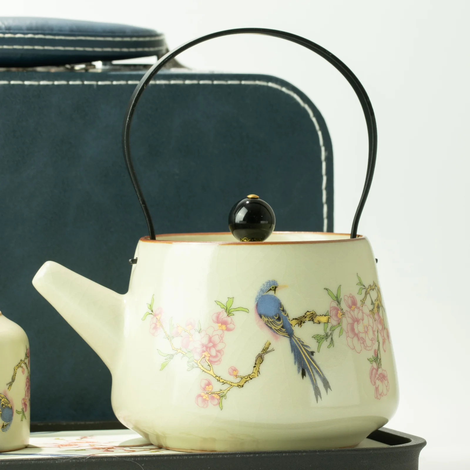 Cestovná čajová sada Blue Bird – kanvica a 2 šálky – fotka 3