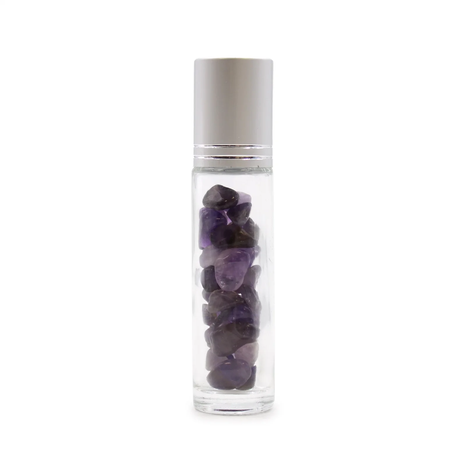 Roll-on fľaštička s ametystom, 5 ml – strieborné viečko – fotka 4