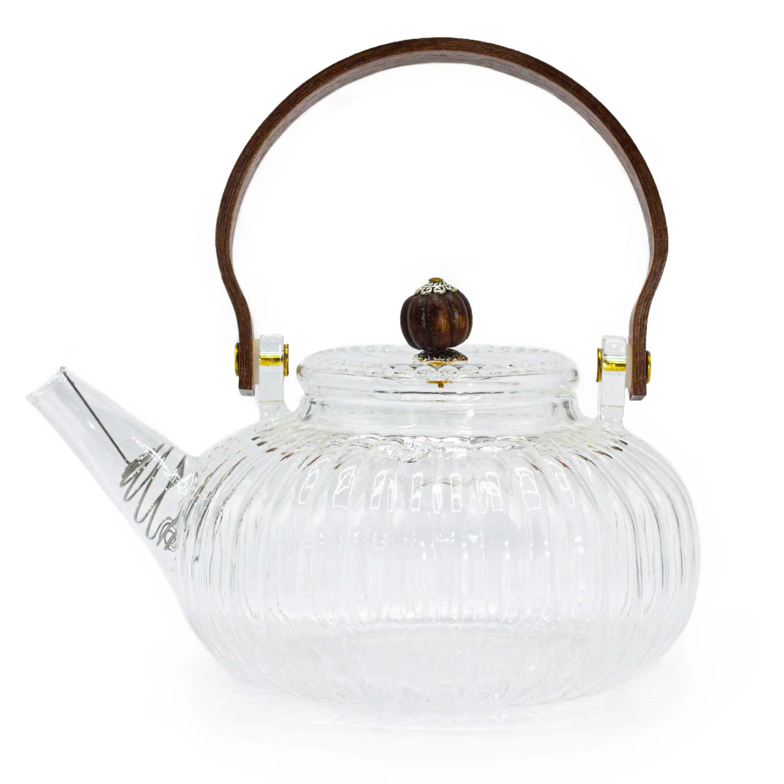 Sklenená čajová kanvica Ribbed Pearl so sitkom – číra, 850 ml – fotka 1