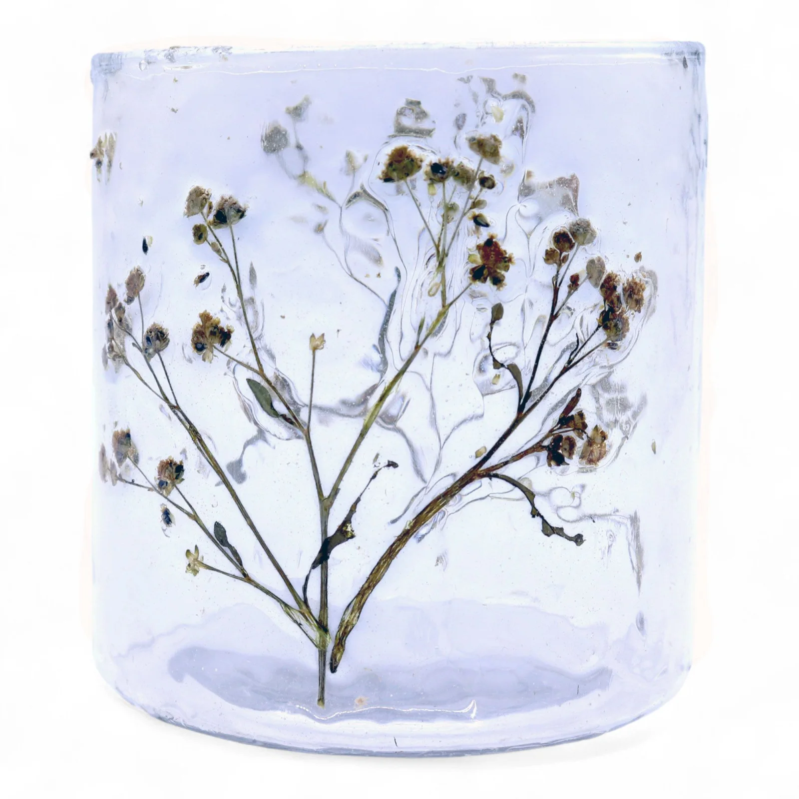 Sklenený svietnik Natural Floral – valec Margarita, 8 × 8 cm – fotka 2