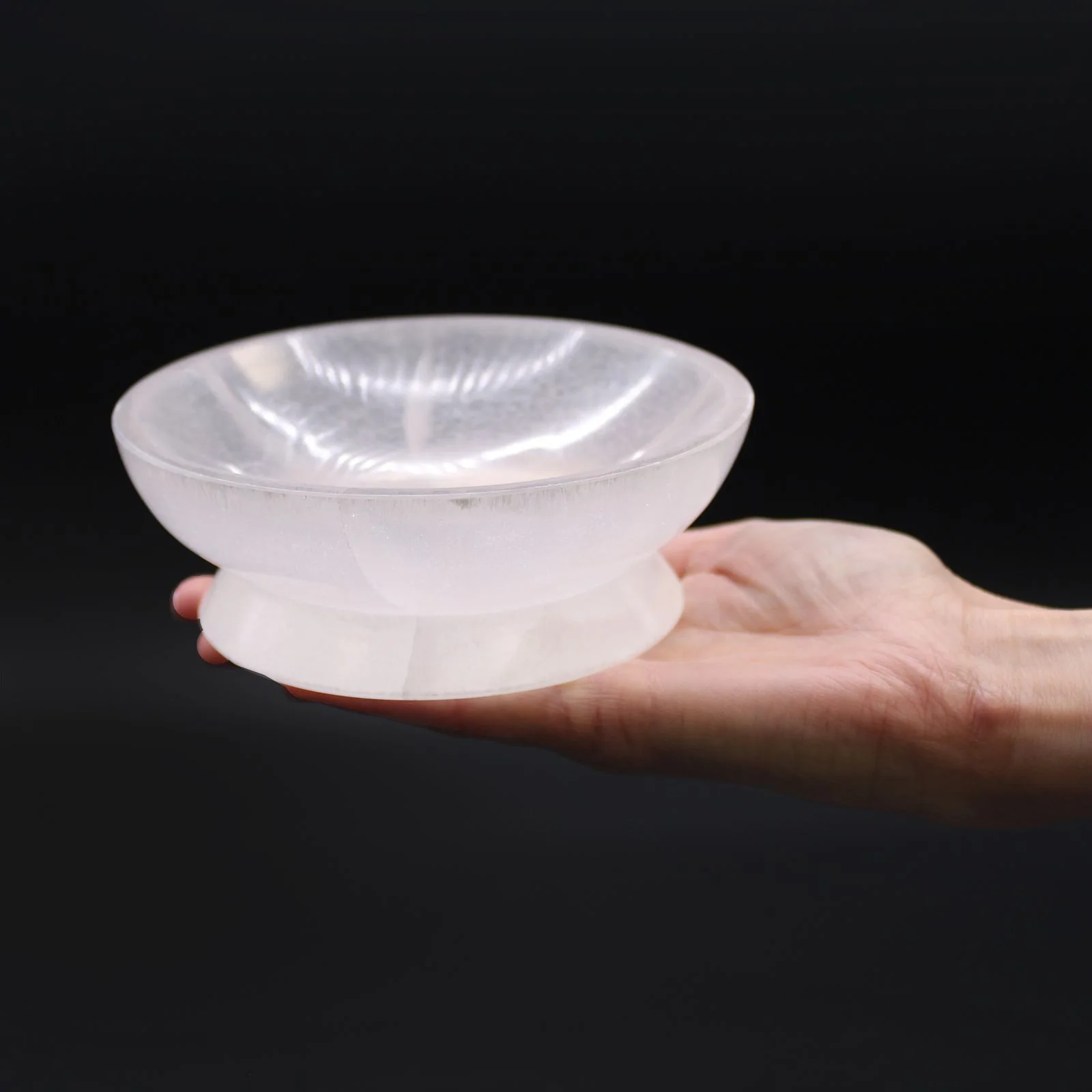 Rituálna miska zo selenitu, 15 cm – fotka 1