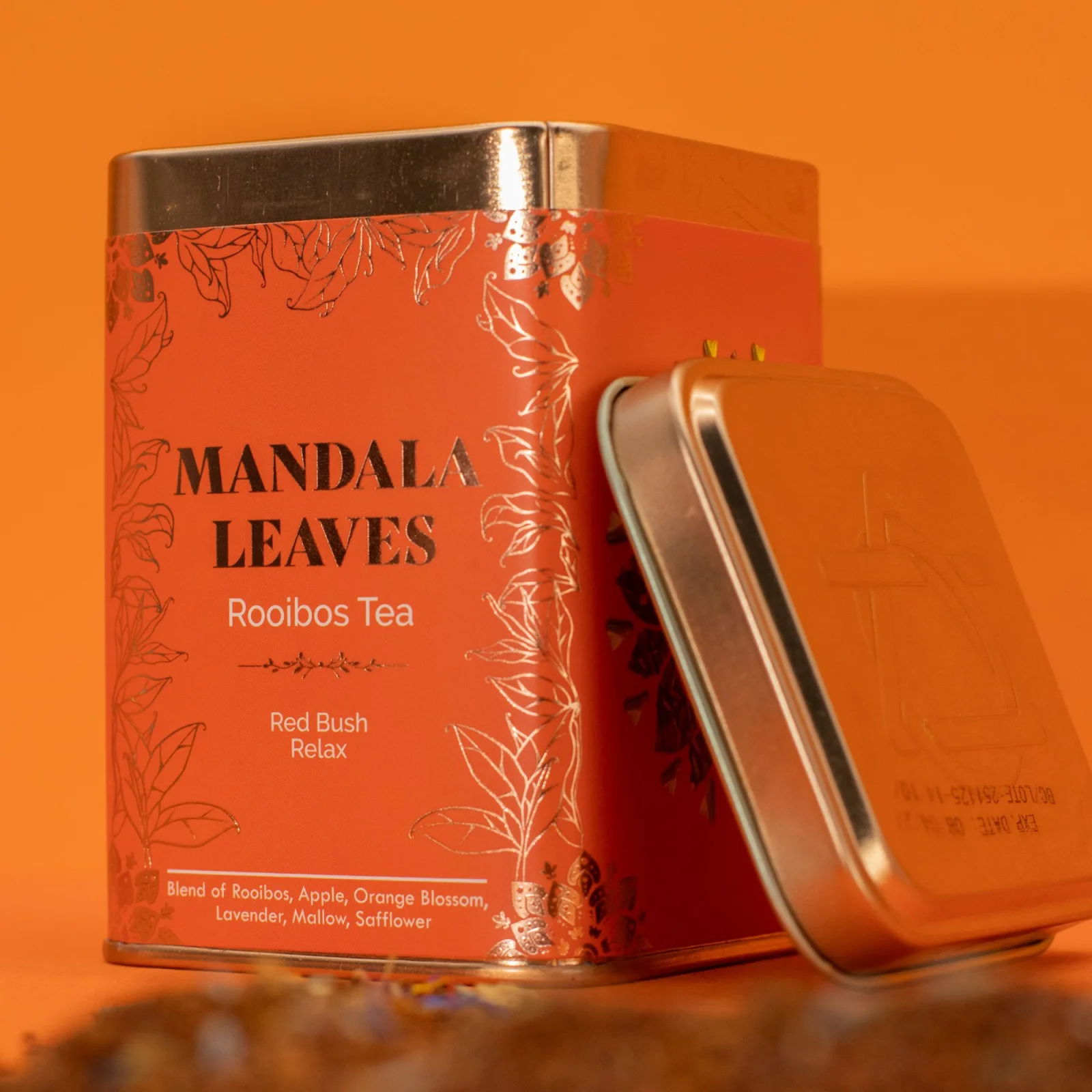 Rooibos Red Bush Relax – jablko a levanduľa, 50 g, plechovka – fotka 5