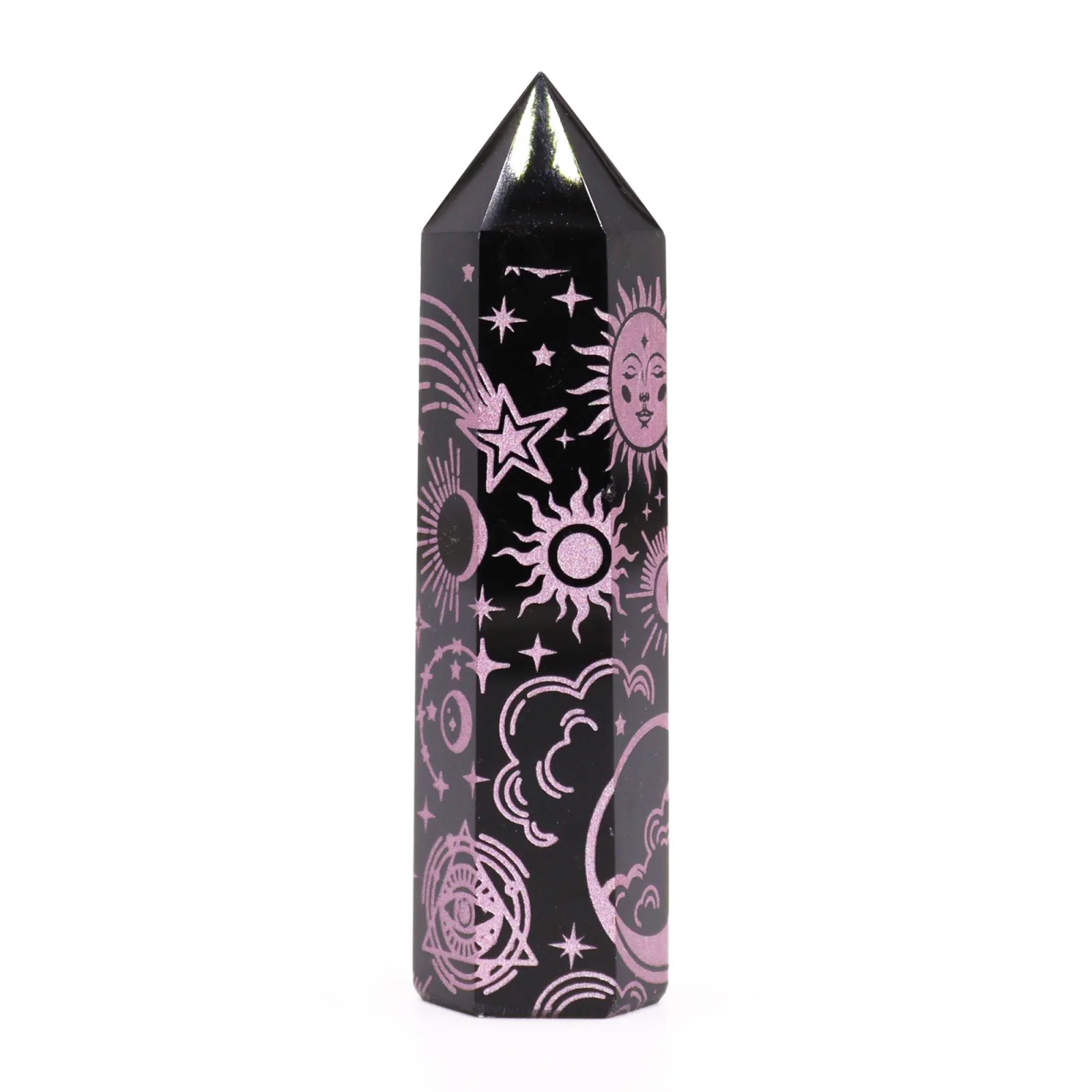 Obsidiánová špica Mystic Story – ružová, 9 cm – fotka 1