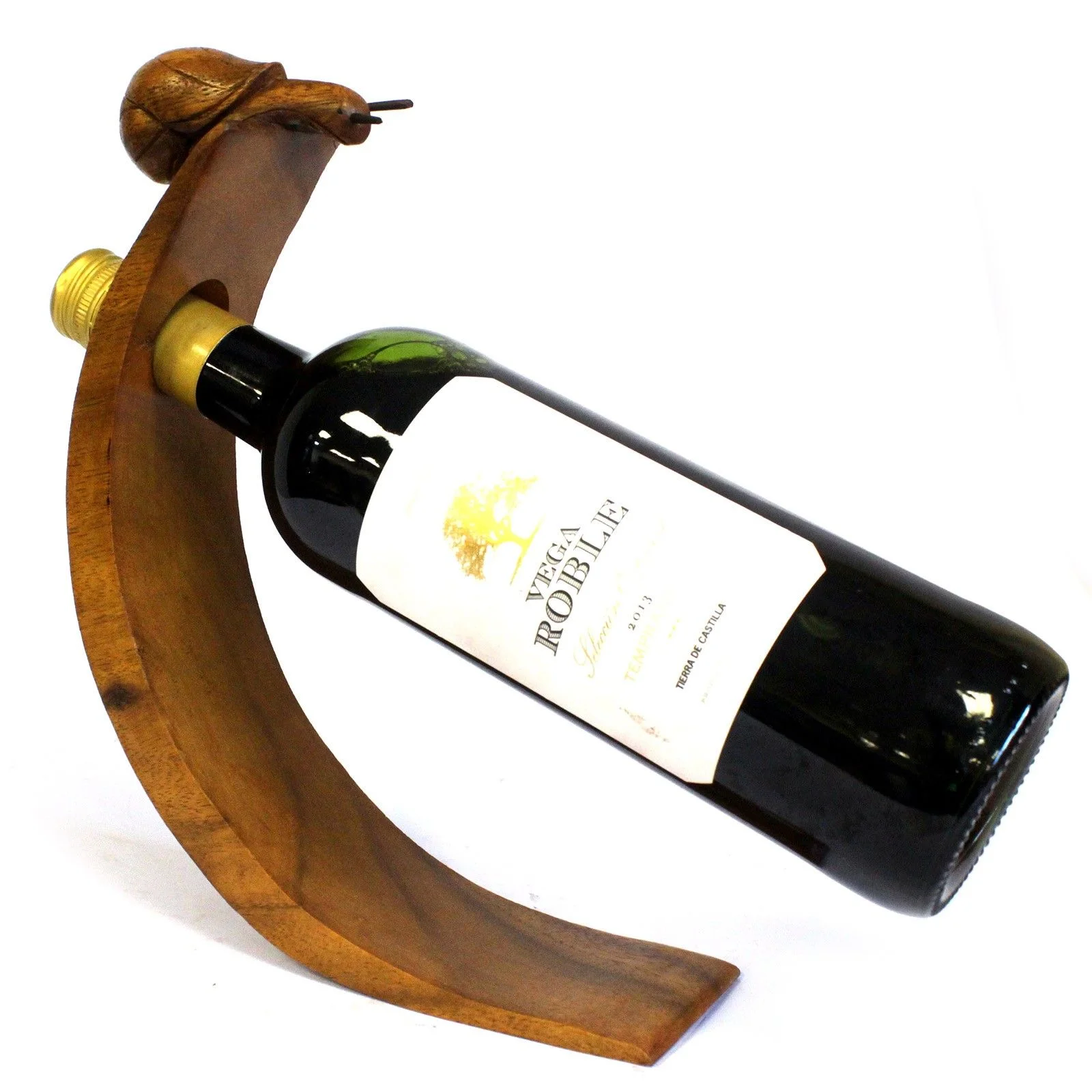 Stojan na víno Slimák – balancujúci, drevo suar – fotka 1