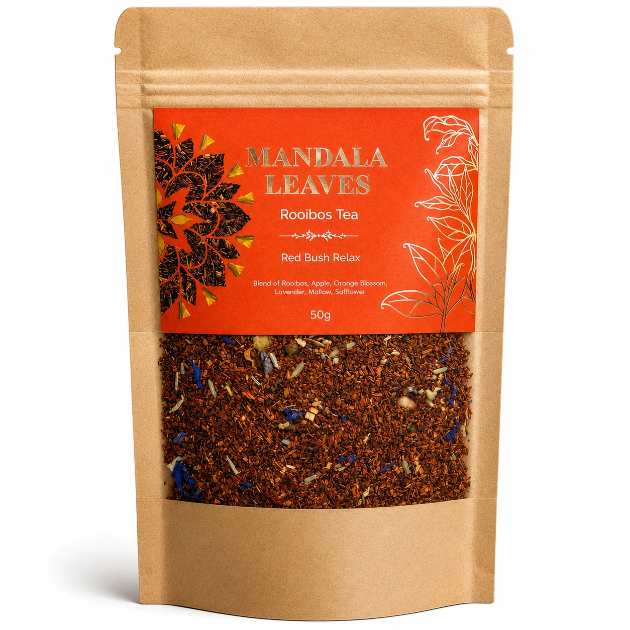 Rooibos Red Bush Relax – jablko a levanduľa, 50 g, vrecko – fotka 2