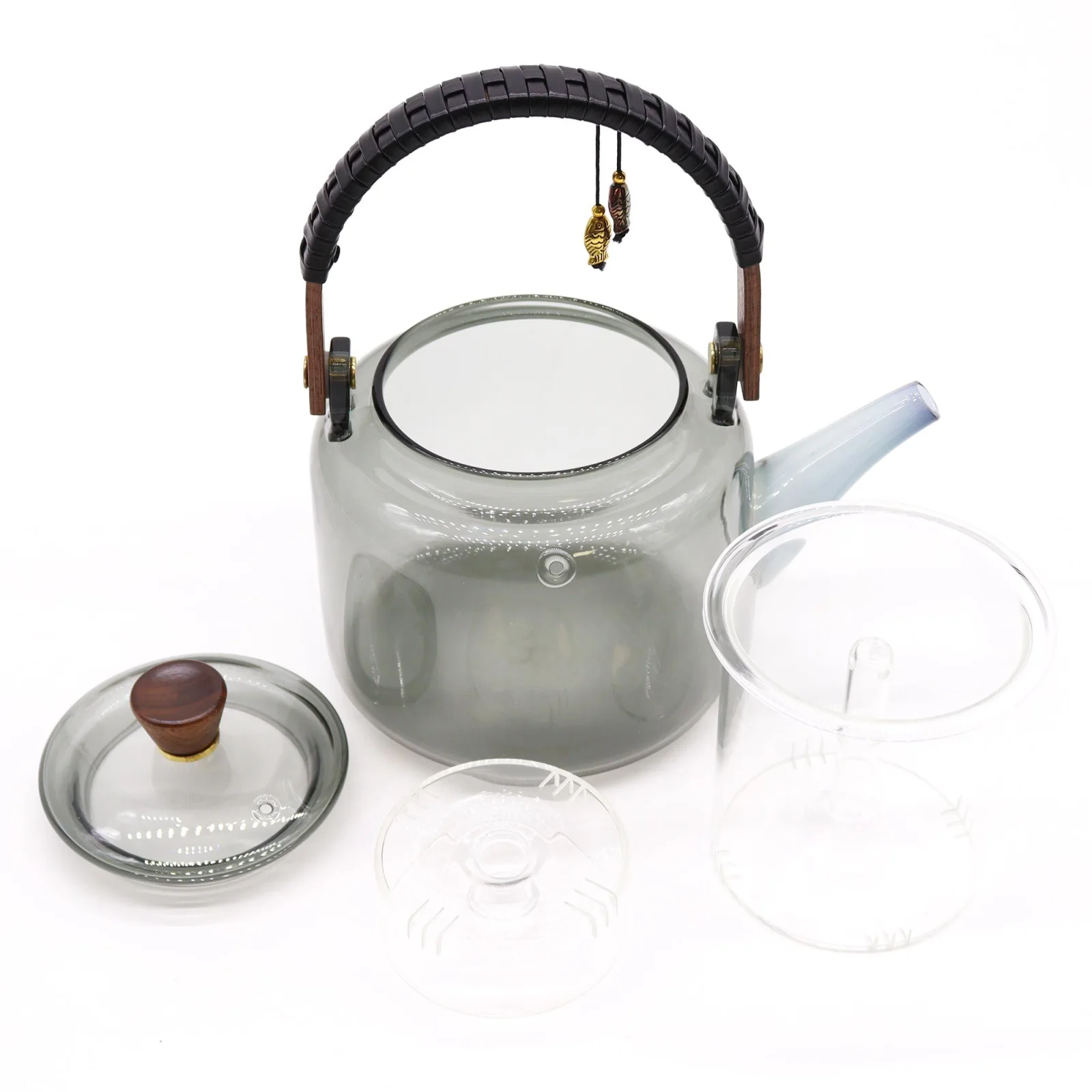 Sklenená čajová kanvica Charcoal Steamer so sitkom, 1000 ml – fotka 2