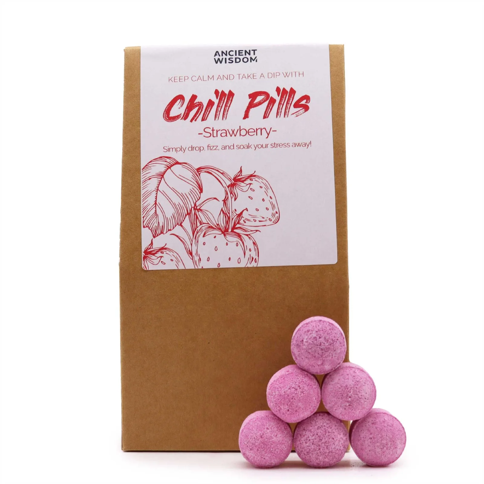 Šumivé tablety do kúpeľa Chill Pills – Jahoda, 350 g – fotka 1