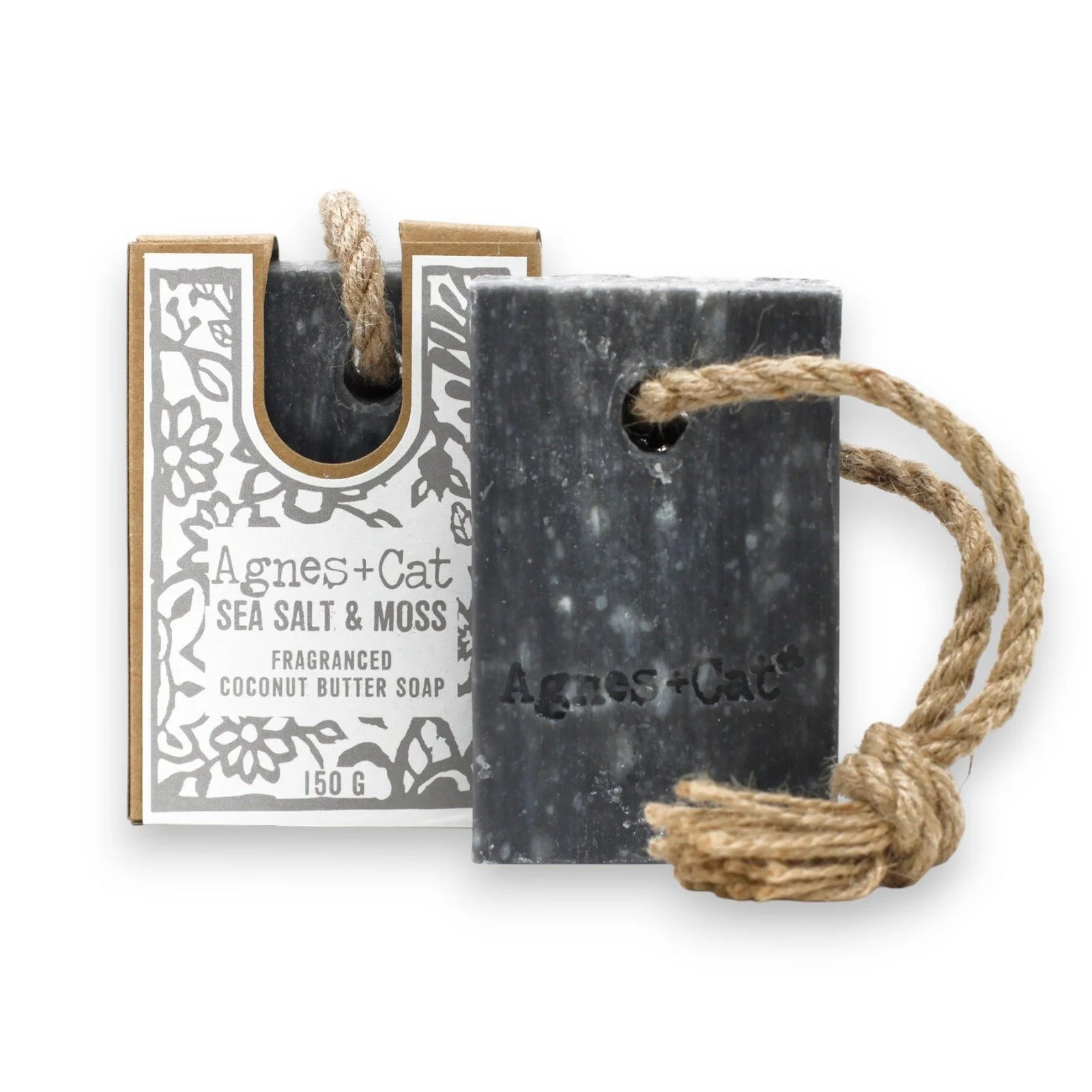 Mydlo na šnúrke Agnes + Cat Sea Salt and Moss – morská soľ a machy