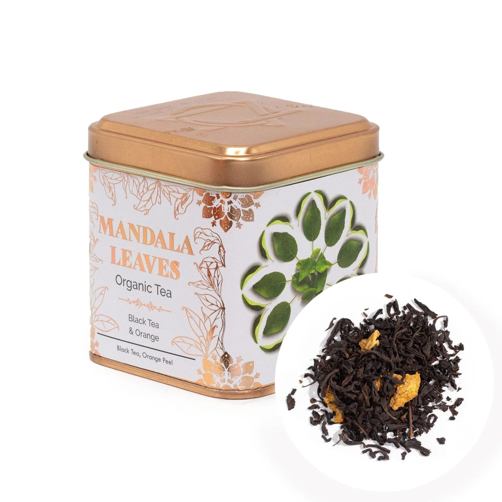 Bio čierny čaj Narnaja – pomarančová kôra, 50 g, plechovka – fotka 2