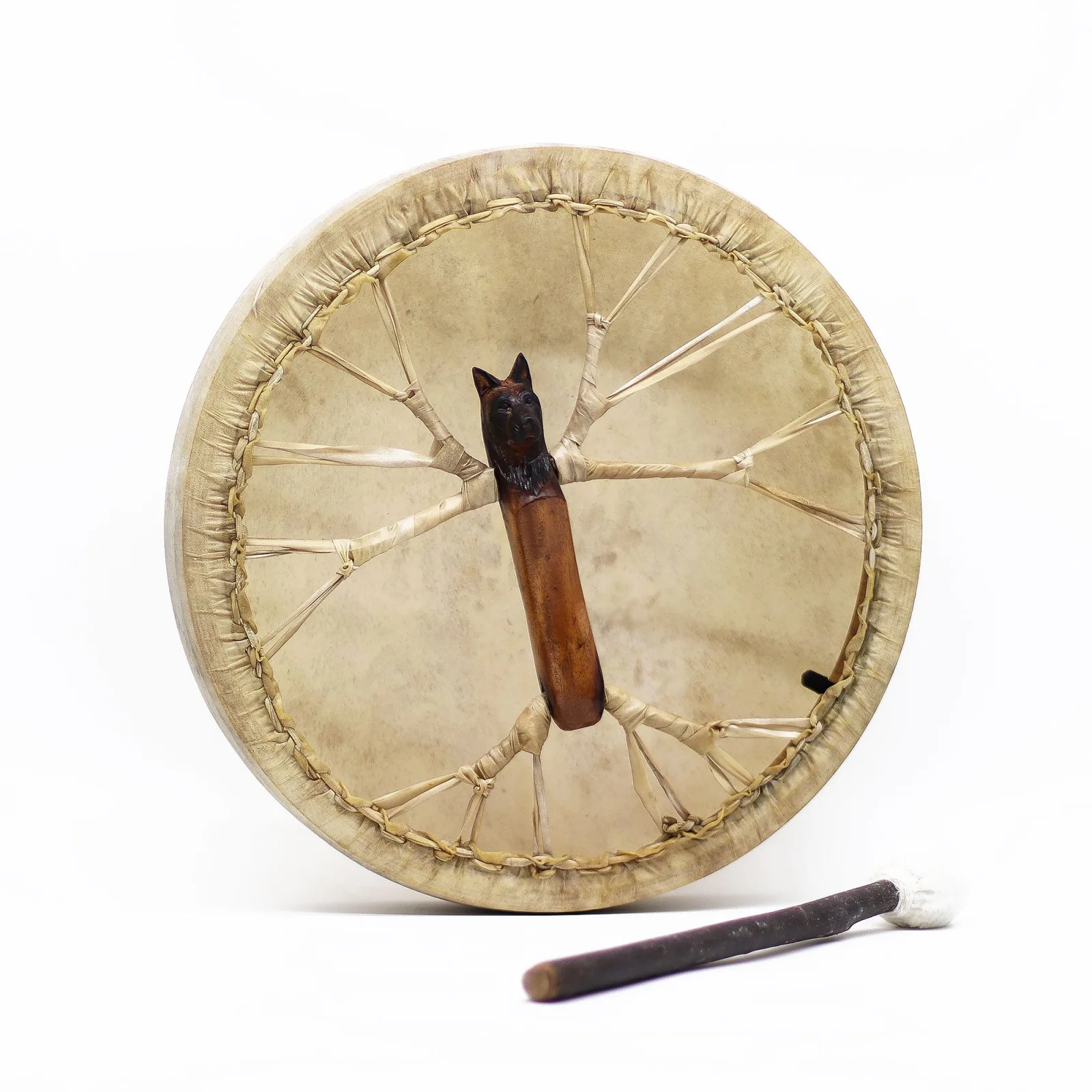 Šamanský bubon Spirit of the Wolf – laditeľný, 40 cm – fotka 3