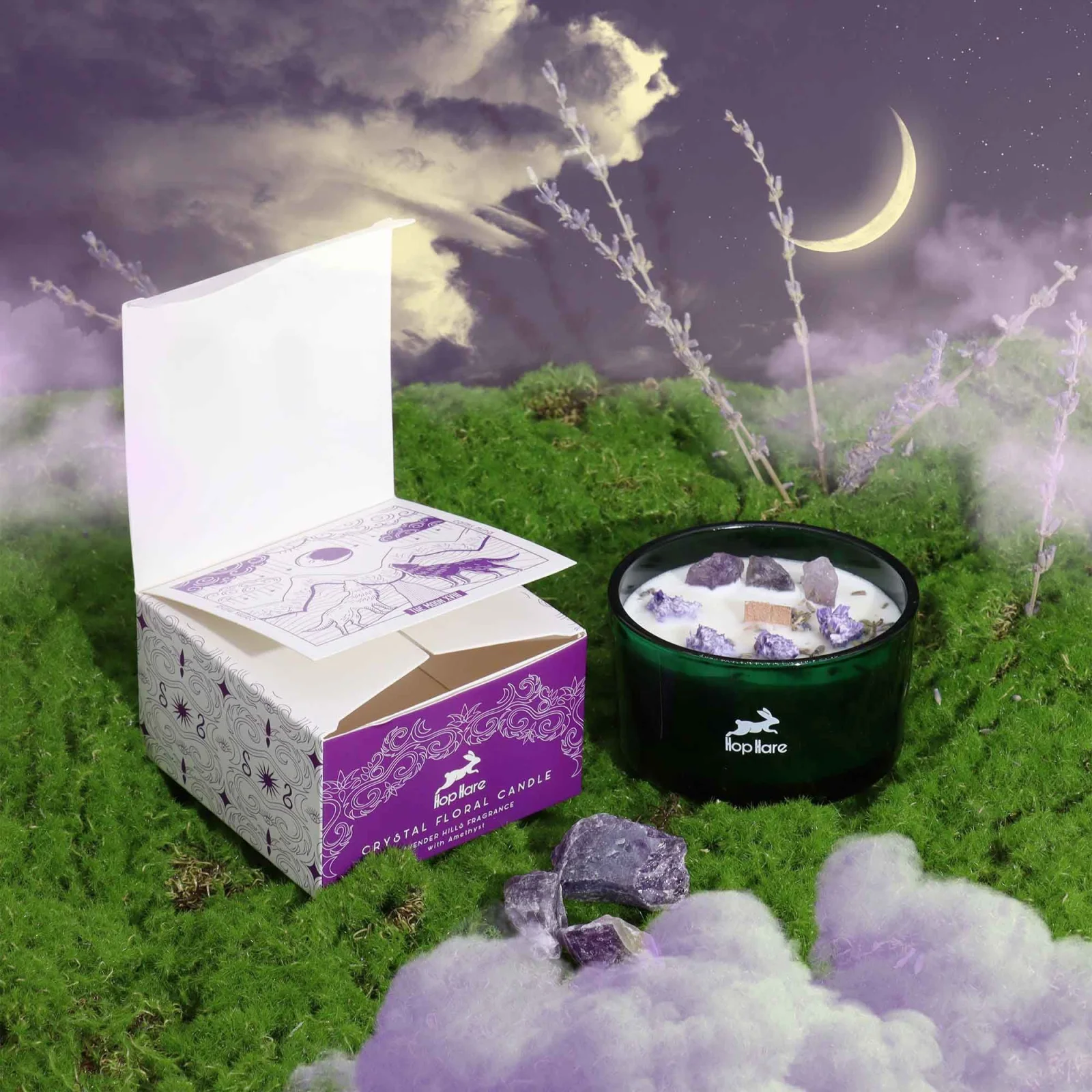 Sójová sviečka s kryštálom Hop Hare The Moon – ametyst – fotka 3