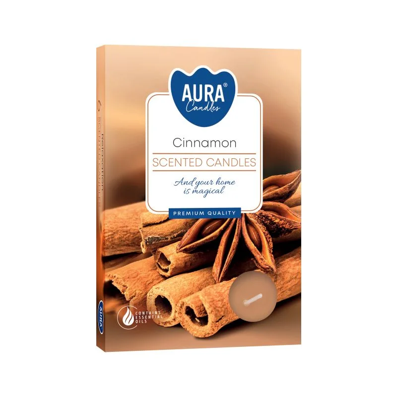 Vonné čajové sviečky Cinnamon – 6 ks – fotka 1