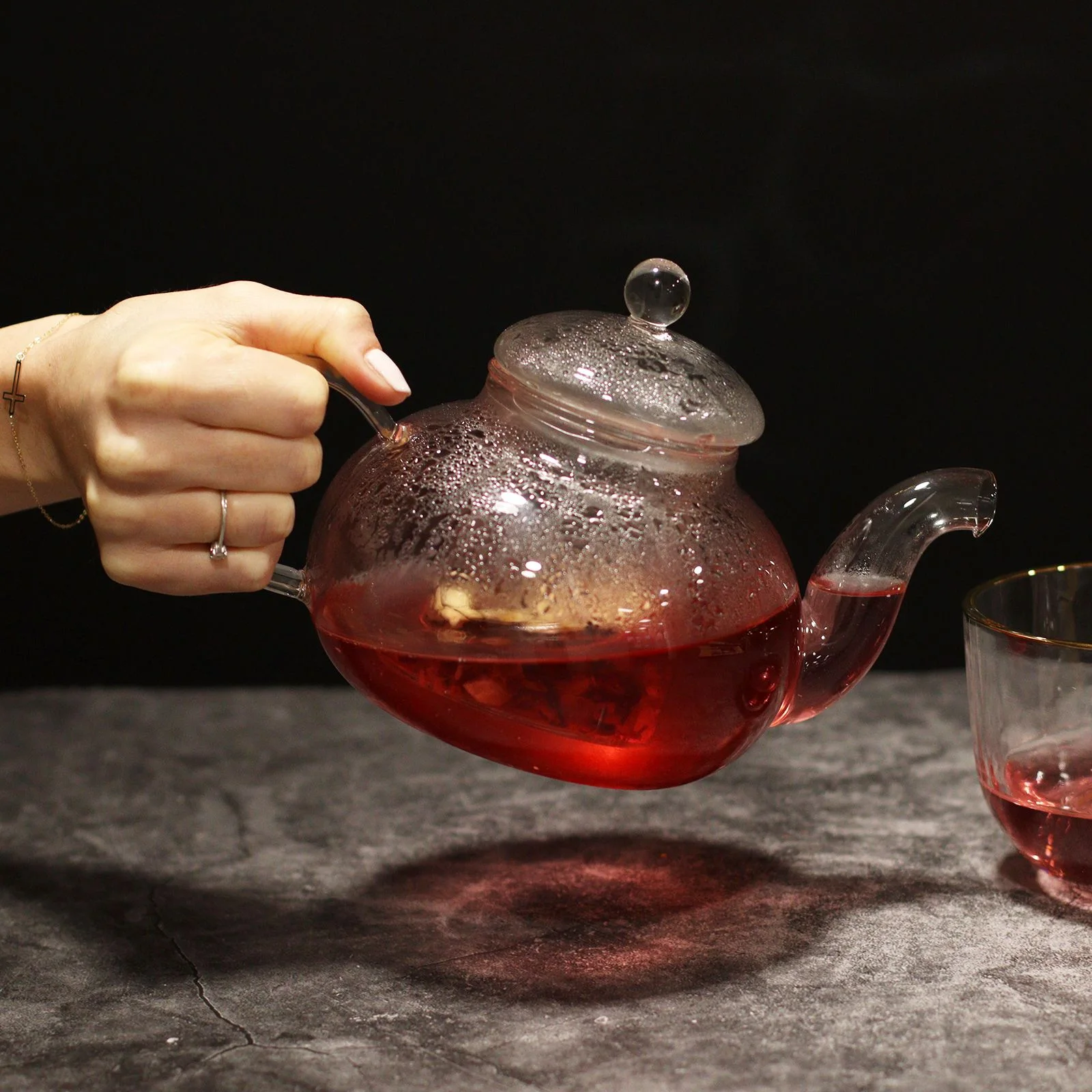 Sklenená čajová kanvica Round Pearl so sitkom, 800 ml – fotka 2