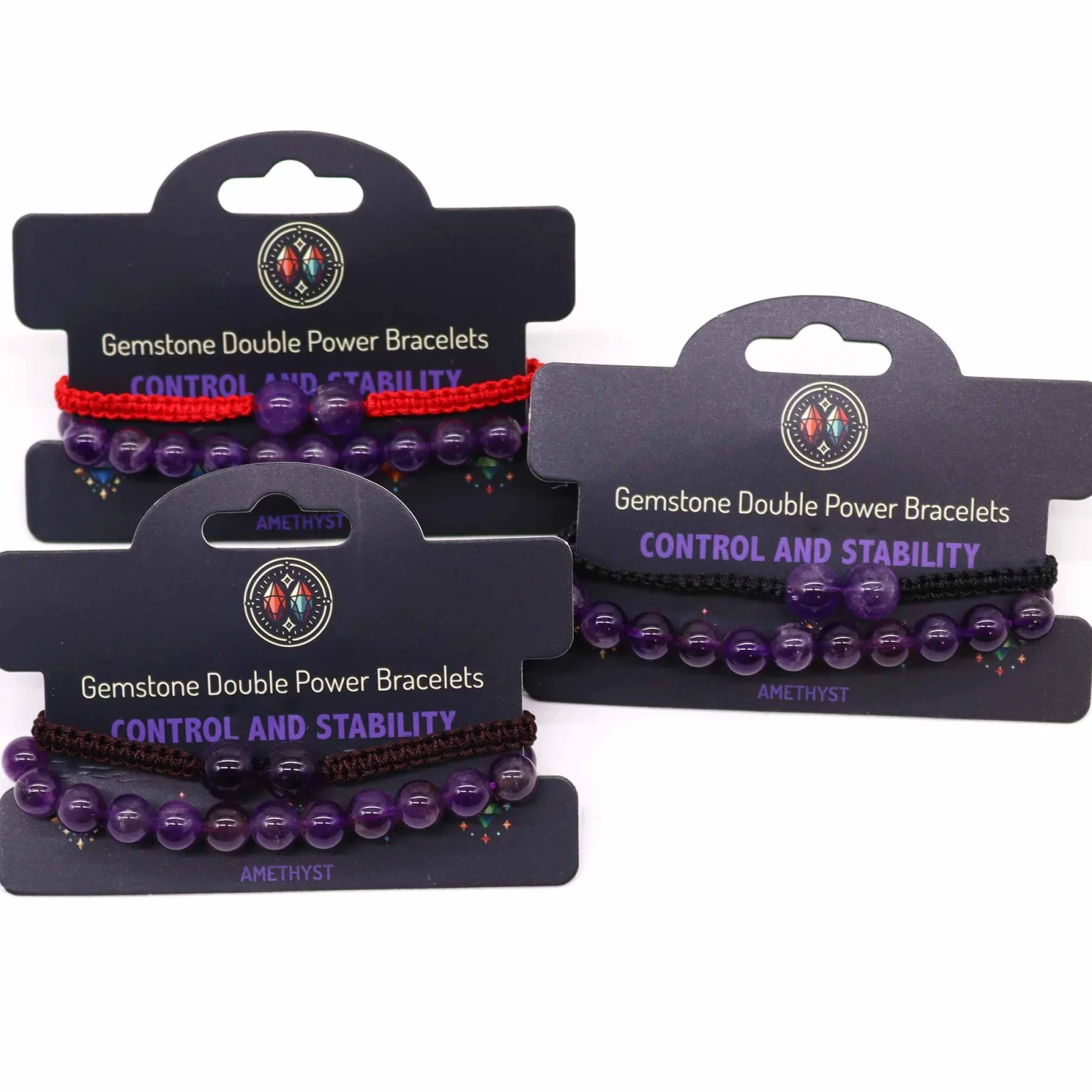 Sada náramkov Gemstone Double Power – ametyst – fotka 3