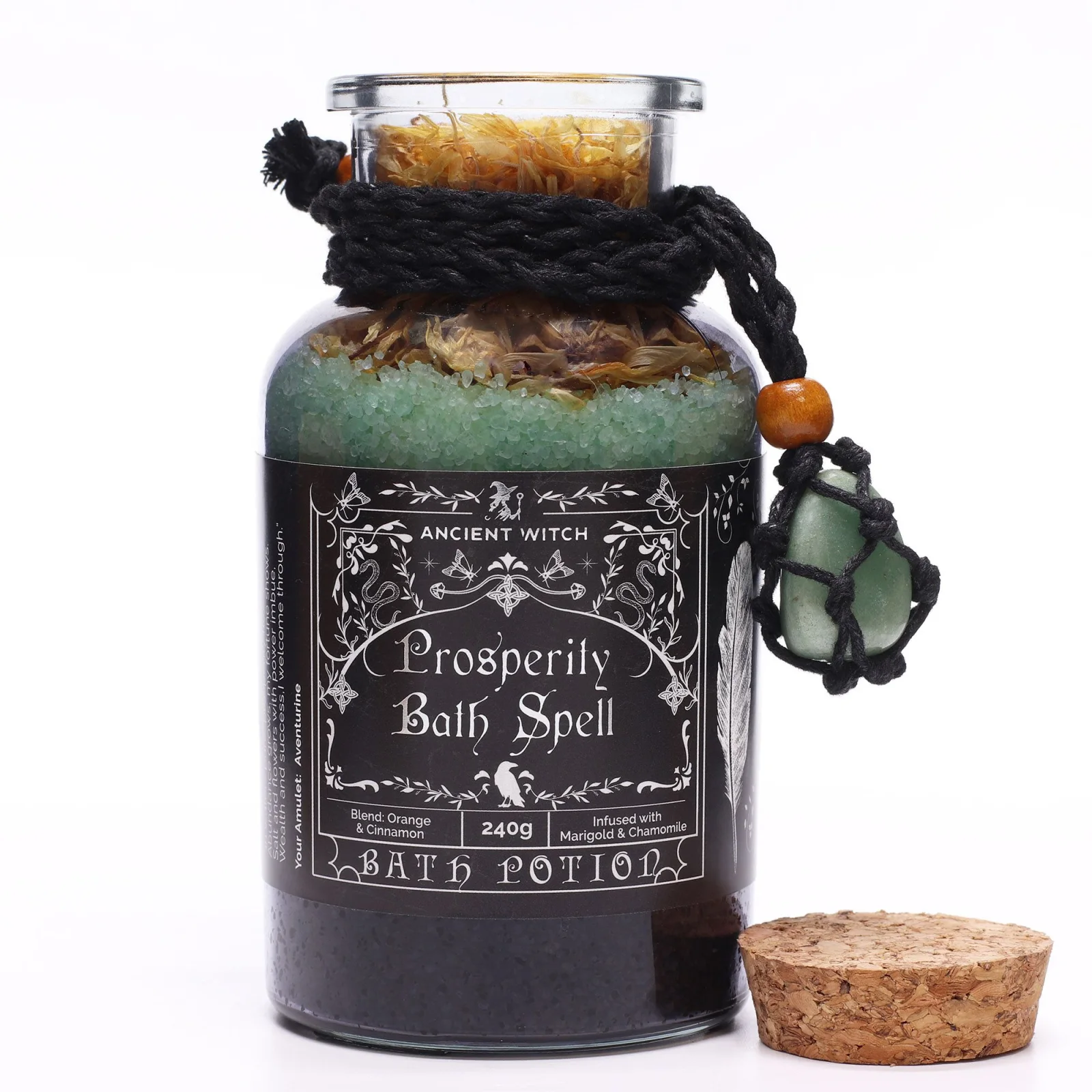 Soľ do kúpeľa Ancient Witch Prosperity – amulet z aventurínu – fotka 1