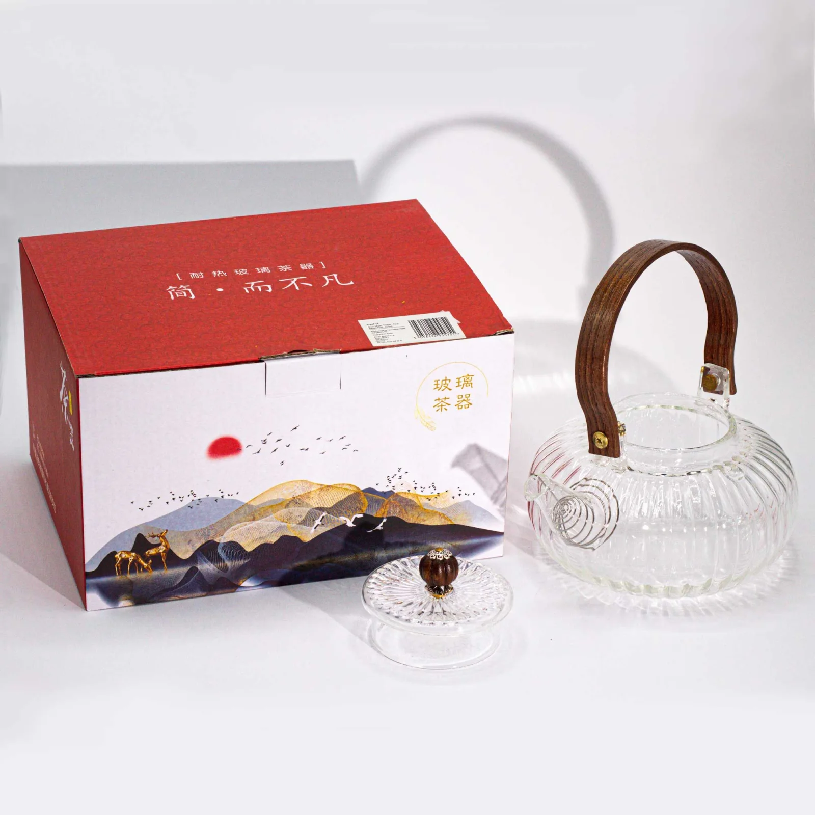Sklenená čajová kanvica Ribbed Pearl so sitkom – číra, 850 ml – fotka 4