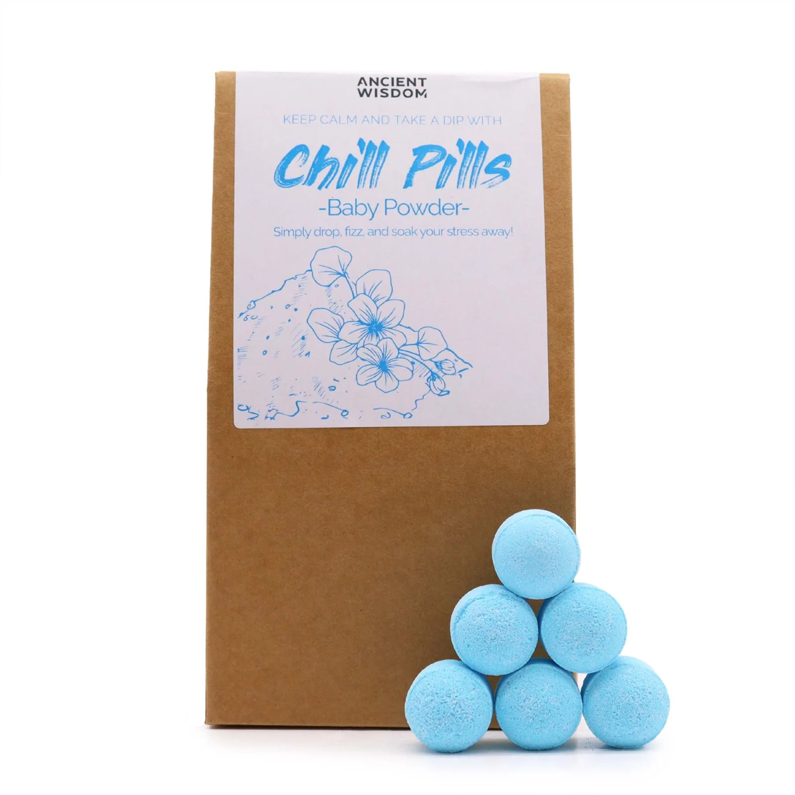 Šumivé tablety do kúpeľa Chill Pills – Detský púder, 350 g – fotka 1
