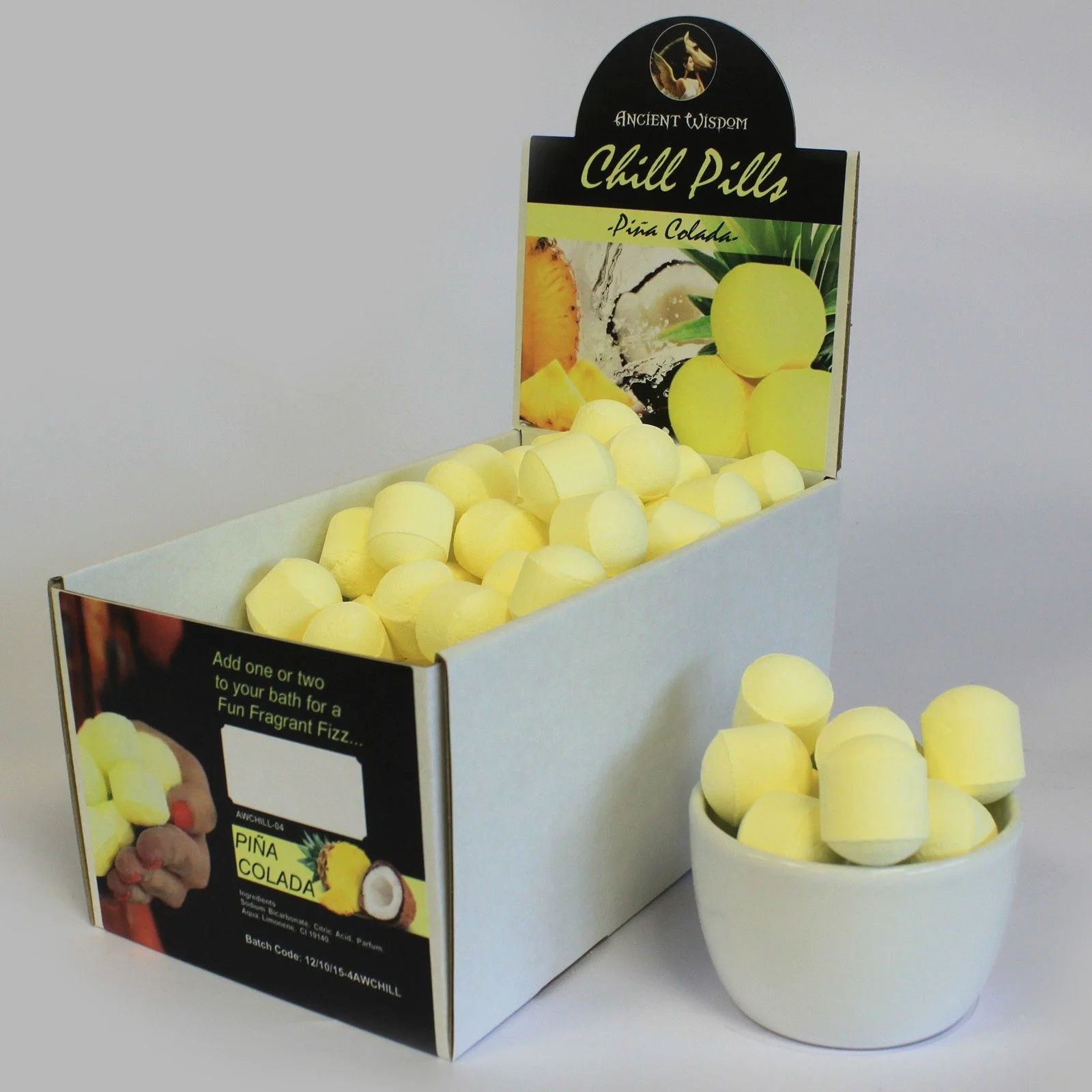 Šumivé tablety do kúpeľa Chill Pills – piña colada, 1,3 kg – fotka 3