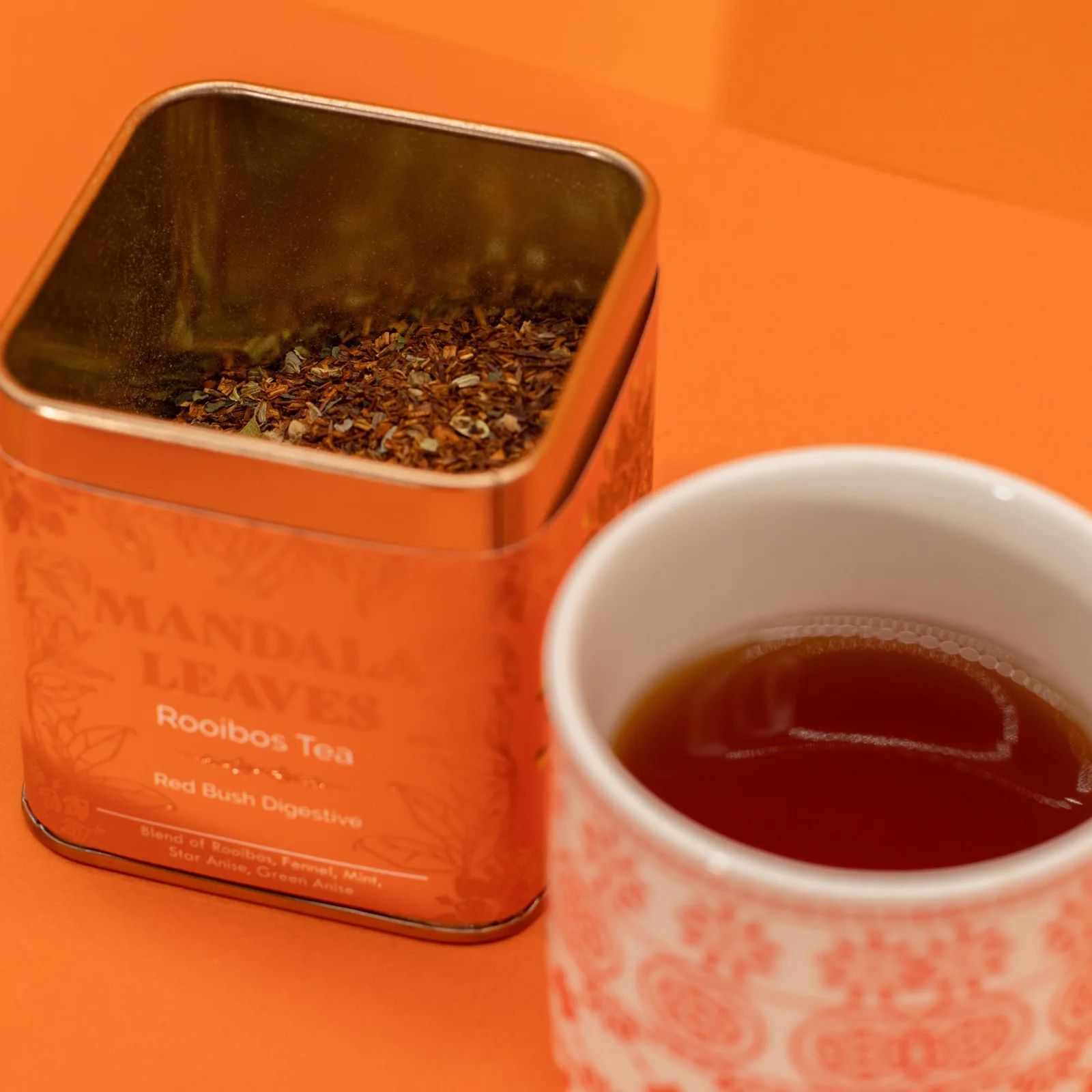 Rooibos Red Bush Digestive – mäta, feniklo a aníz, 50 g, plechovka – fotka 5