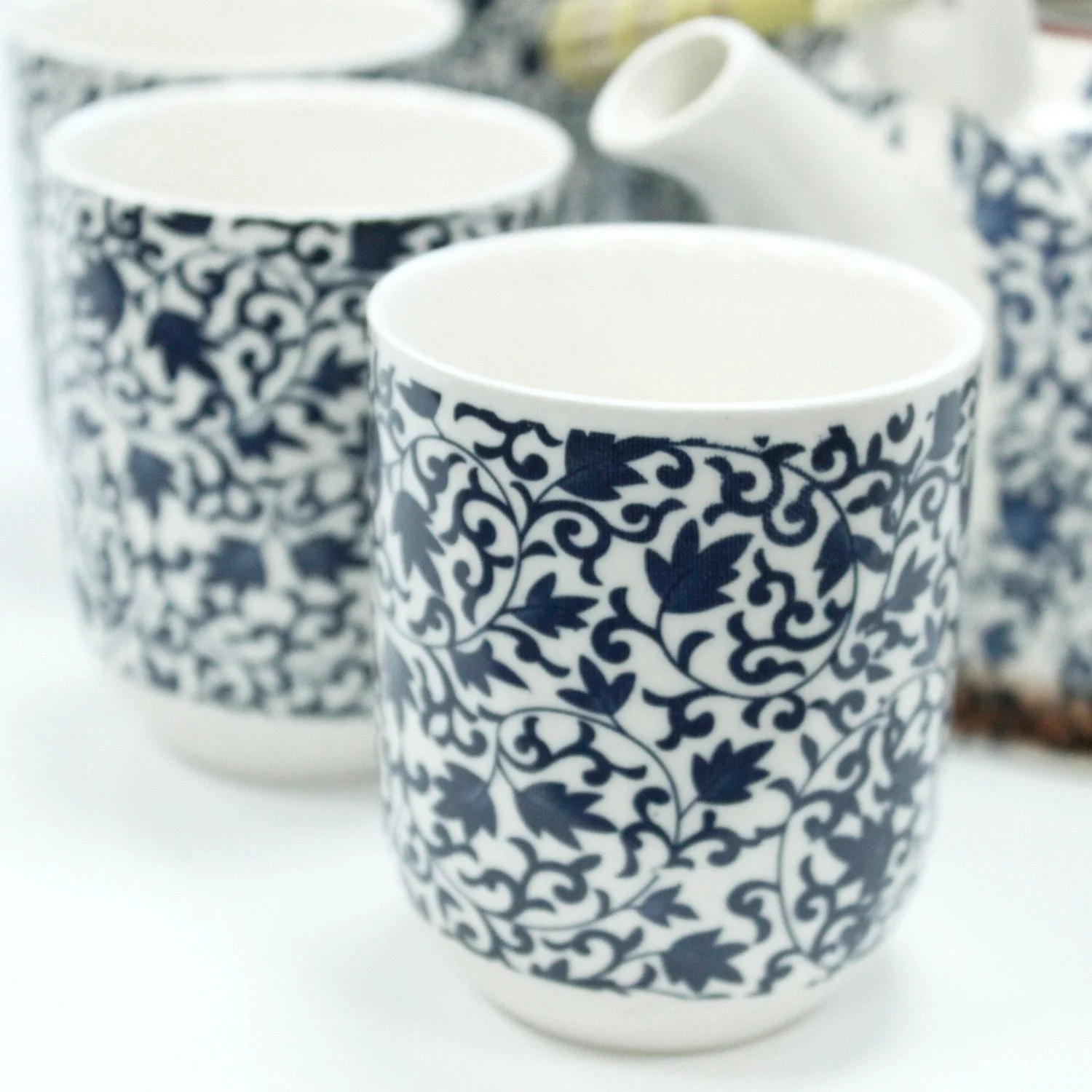 Čajová súprava Herbal Blue Pattern – čajník a 6 šálok – fotka 2