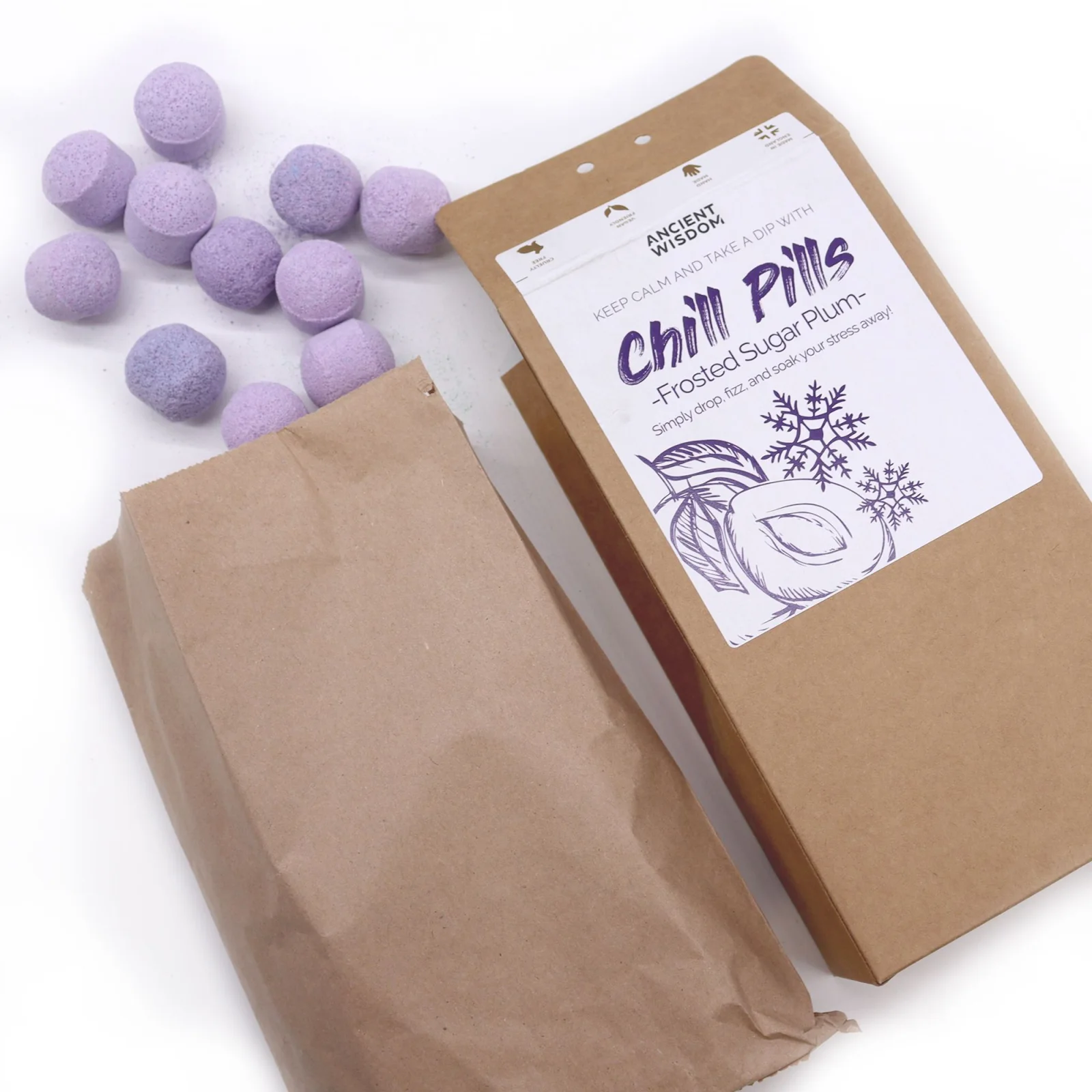 Šumivé tablety do kúpeľa Chill Pills – Frosted Sugar Plum, 350 g – fotka 2
