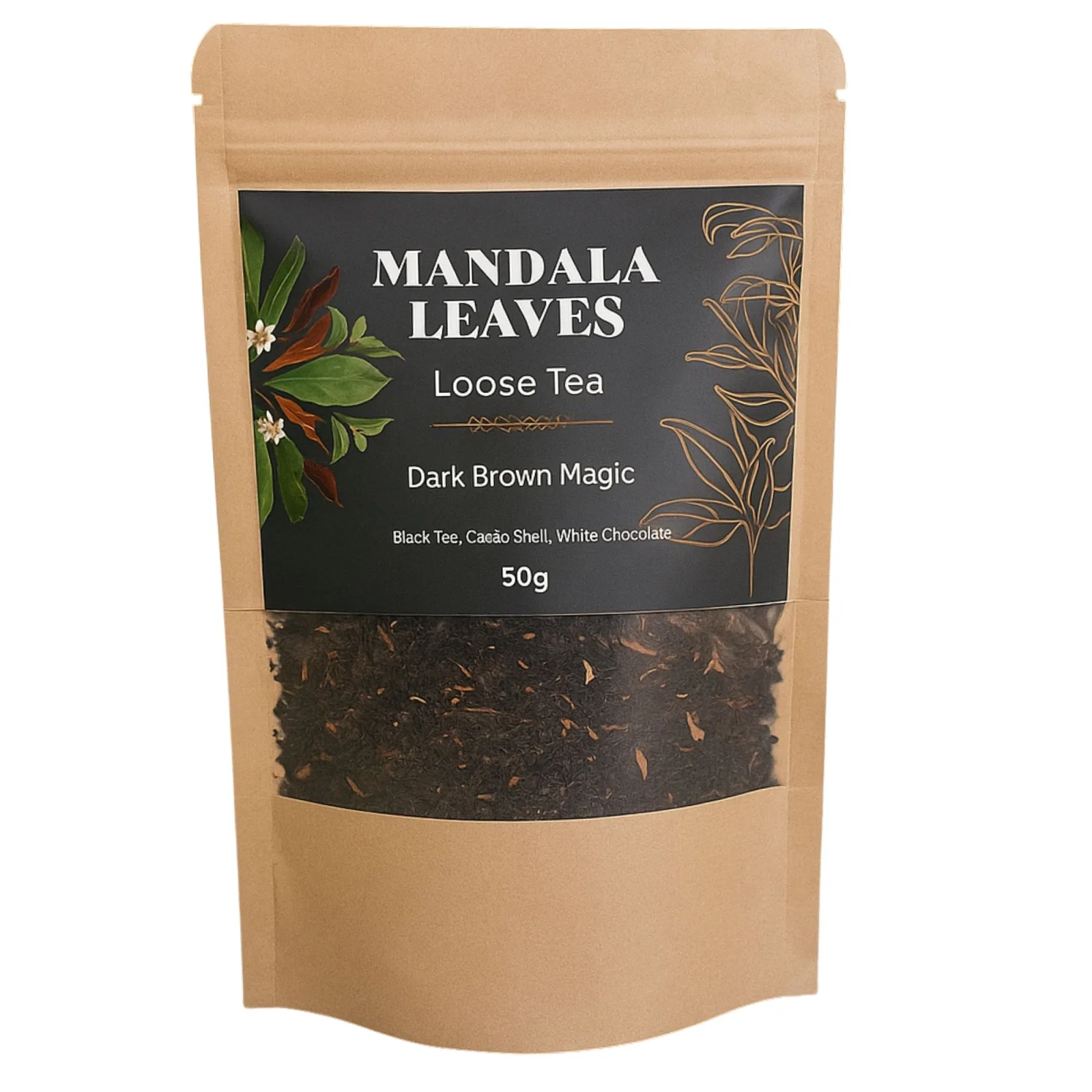 Čierny čaj Dark Brown Magic – čokoláda a mandle, 50 g, vrecko – fotka 5