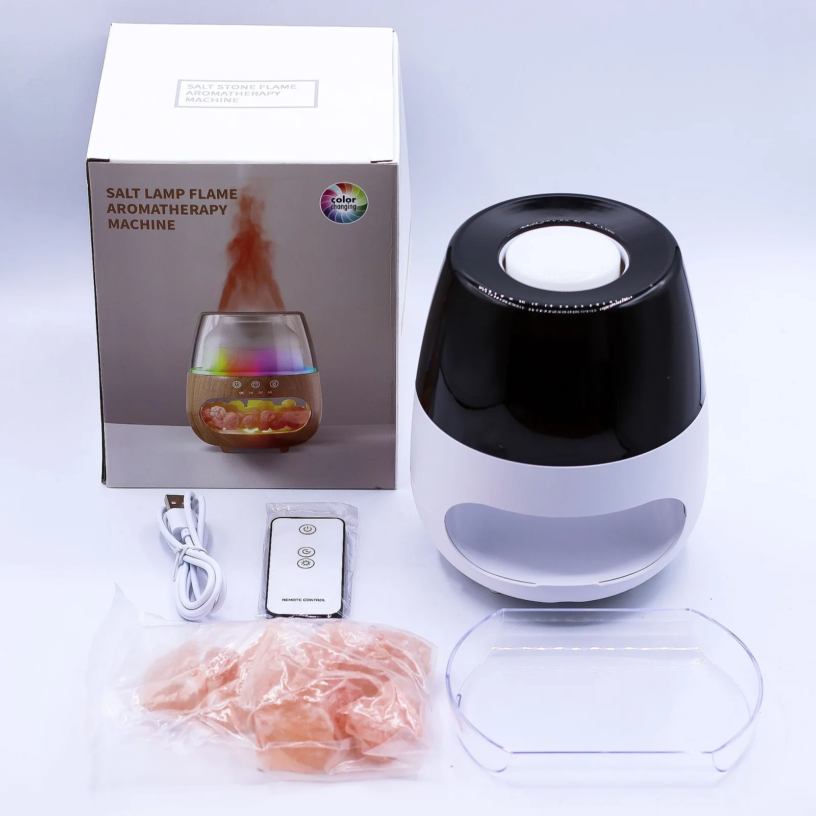 Aroma difuzér Salt Stone – efekt plameňa, USB, biely – fotka 3