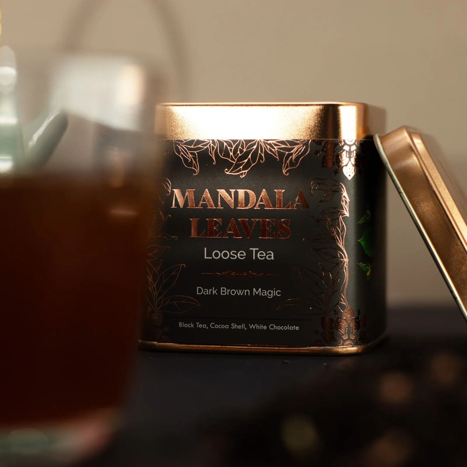 Čierny čaj Dark Brown Magic – čokoláda a mandle, 50 g, plechovka – fotka 7