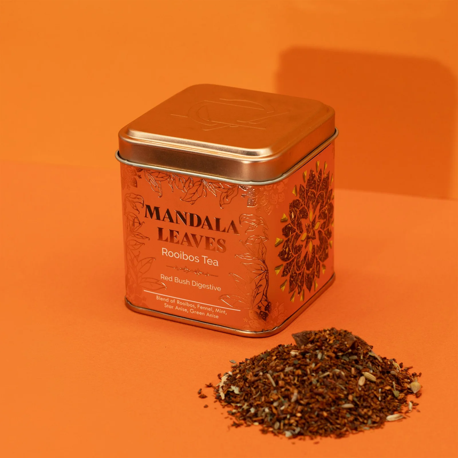 Rooibos Red Bush Digestive – mäta, feniklo a aníz, 50 g, plechovka – fotka 2