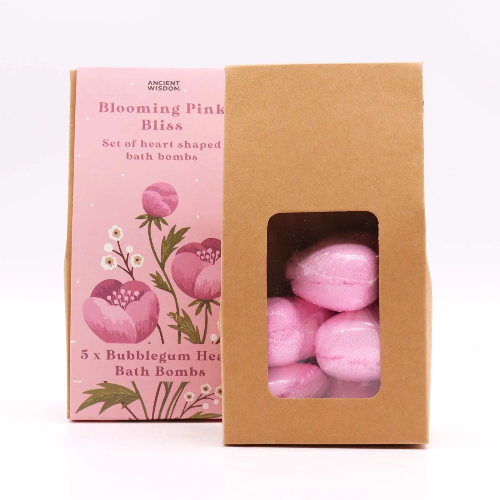 Sada bômb do kúpeľa Blooming Pink Bliss – 5 sŕdc, bubblegum – fotka 4