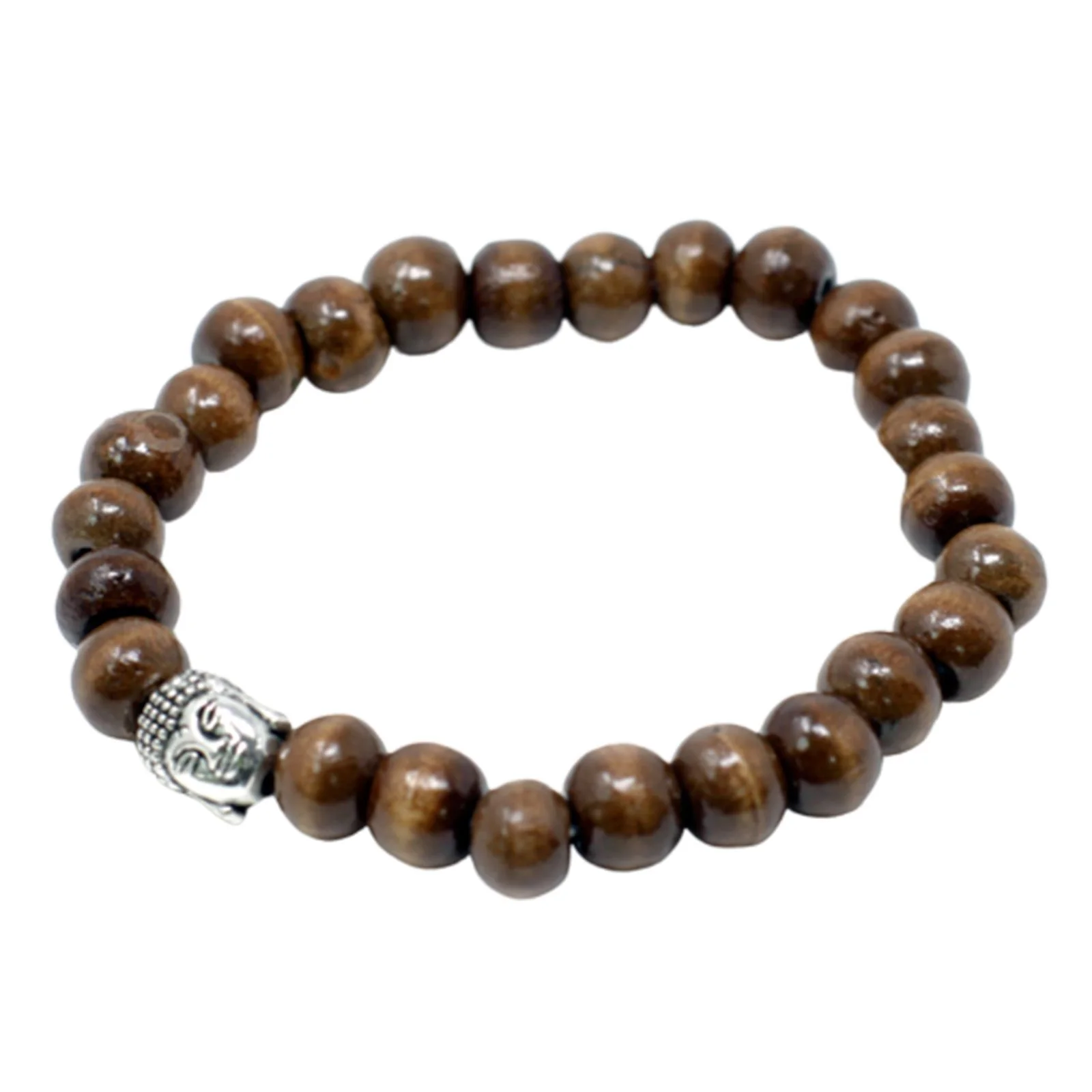 Drevený náramok Brown Beads & Buddha – hnedé korálky – fotka 1