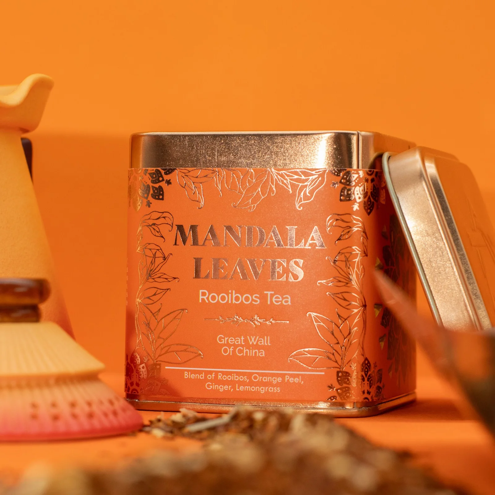 Bio rooibos Great Wall of China – pomaranč a zázvor, 50 g, plechovka – fotka 4