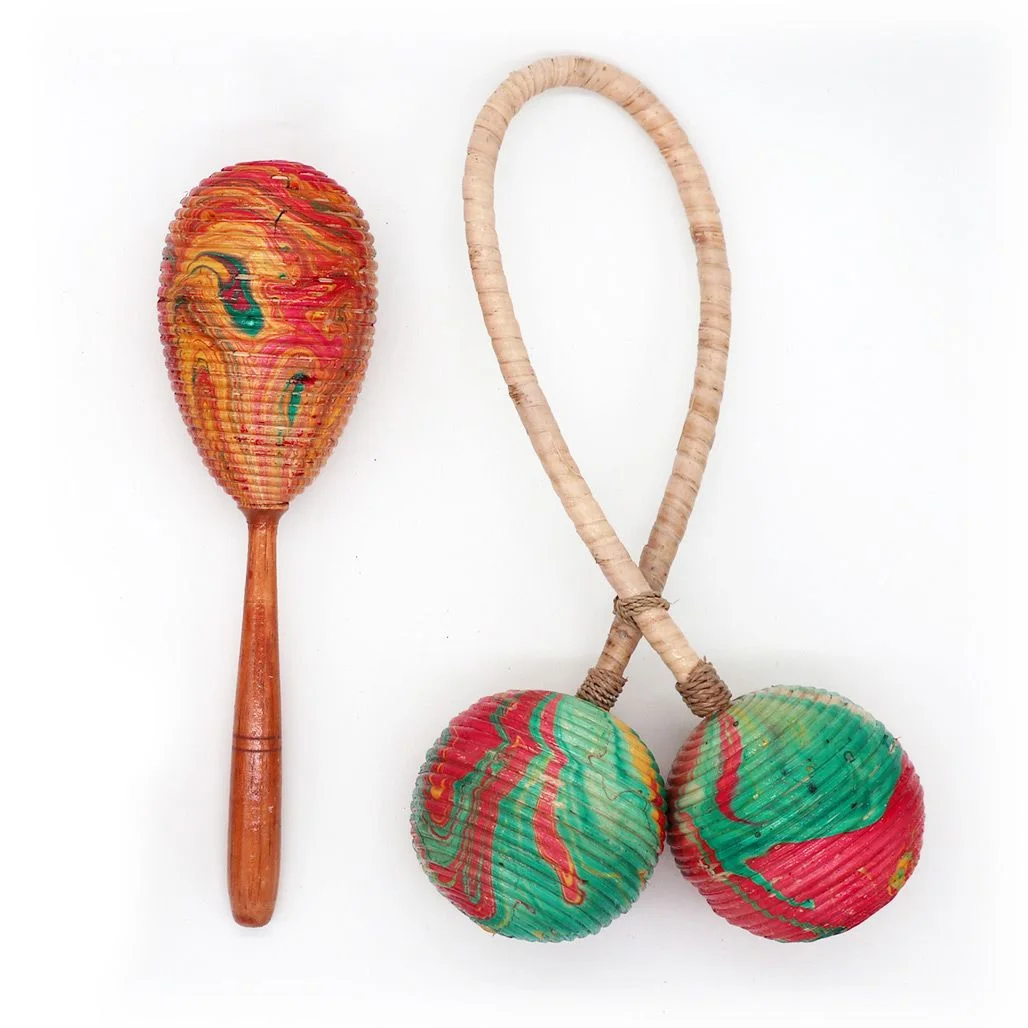 Maracas z ratanu – dvojité skrútené, 25 cm – fotka 2