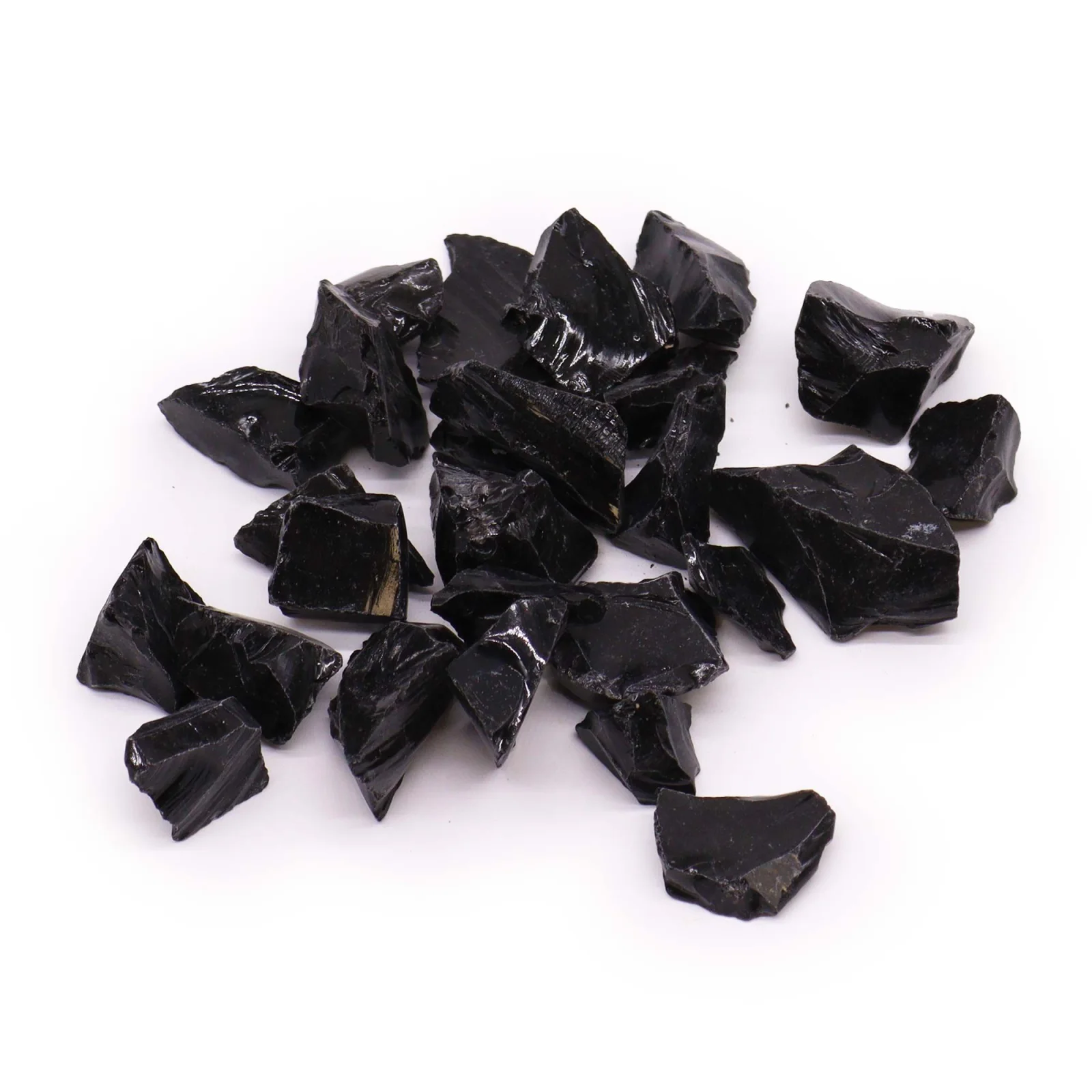Čierny obsidián – surové kryštály, balenie 500 g – fotka 1
