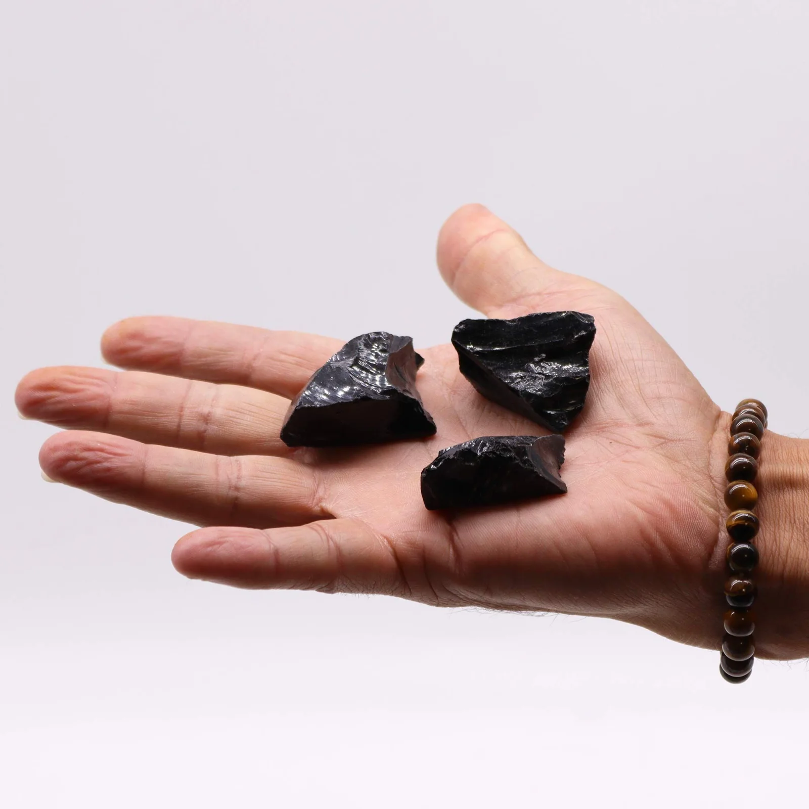 Čierny obsidián – surové kryštály, balenie 500 g – fotka 3