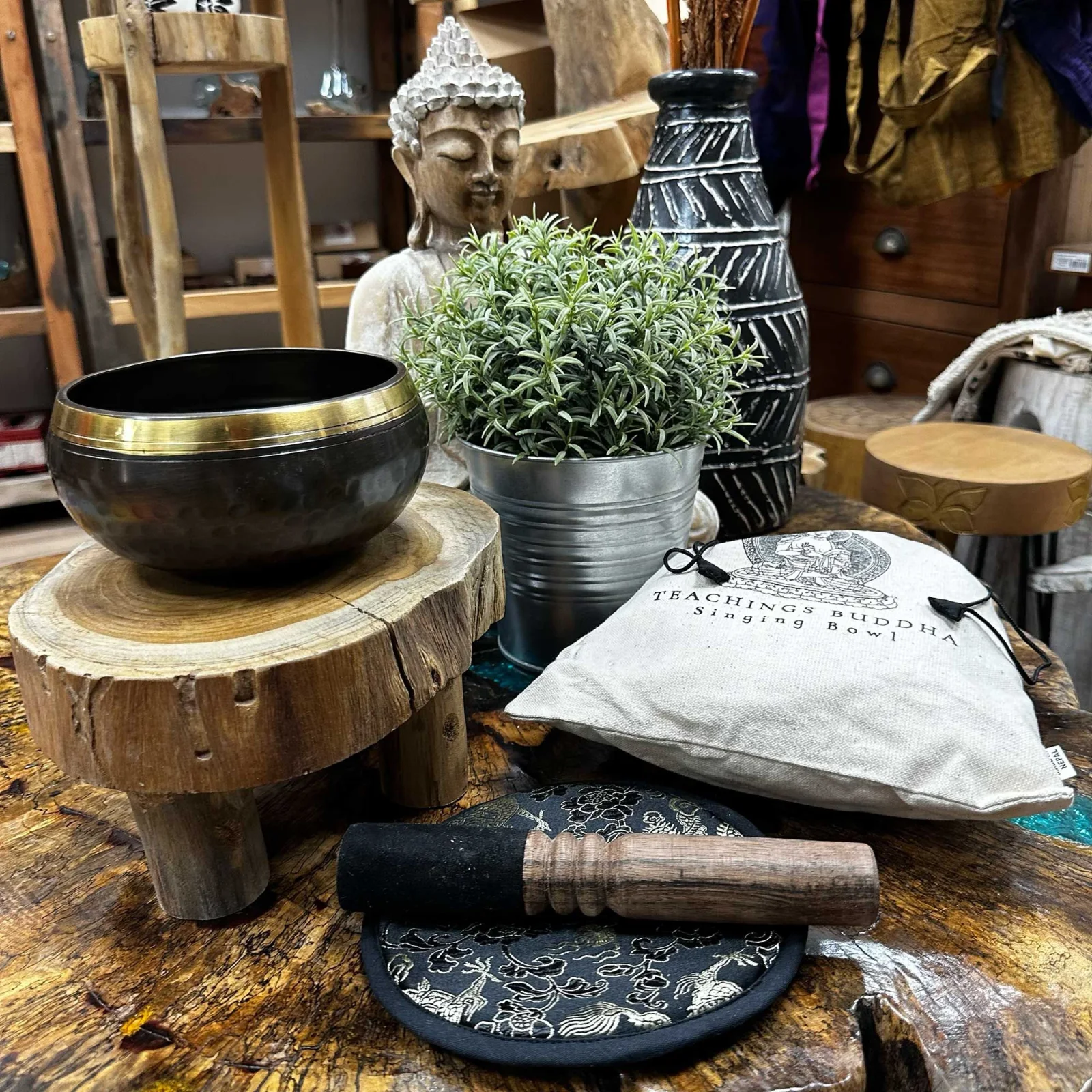 Darčeková sada so spievajúcou misou 14 cm – Green Tara – fotka 2
