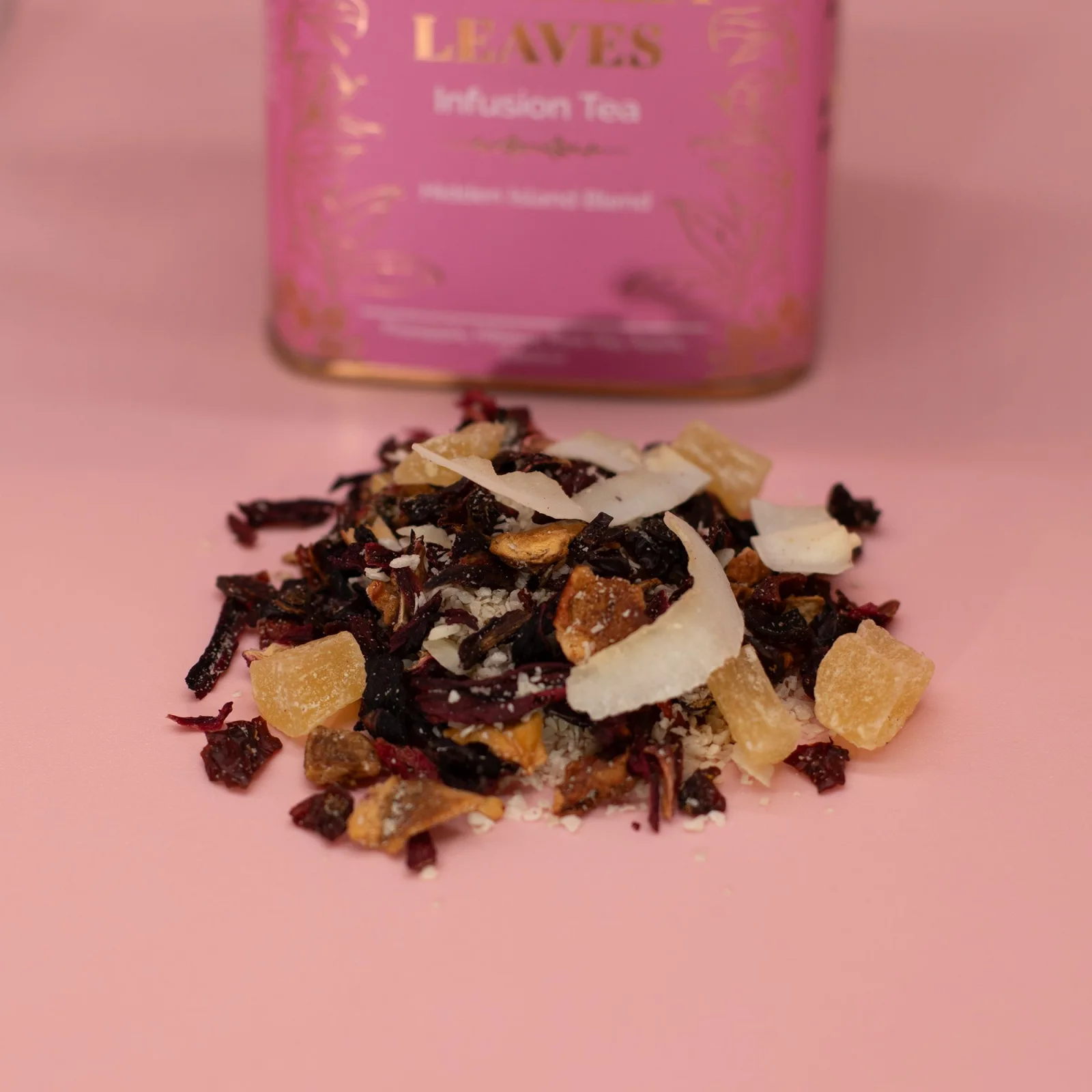 Ovocný čaj Hidden Islands – ananás a kokos, 50 g, plechovka – fotka 7