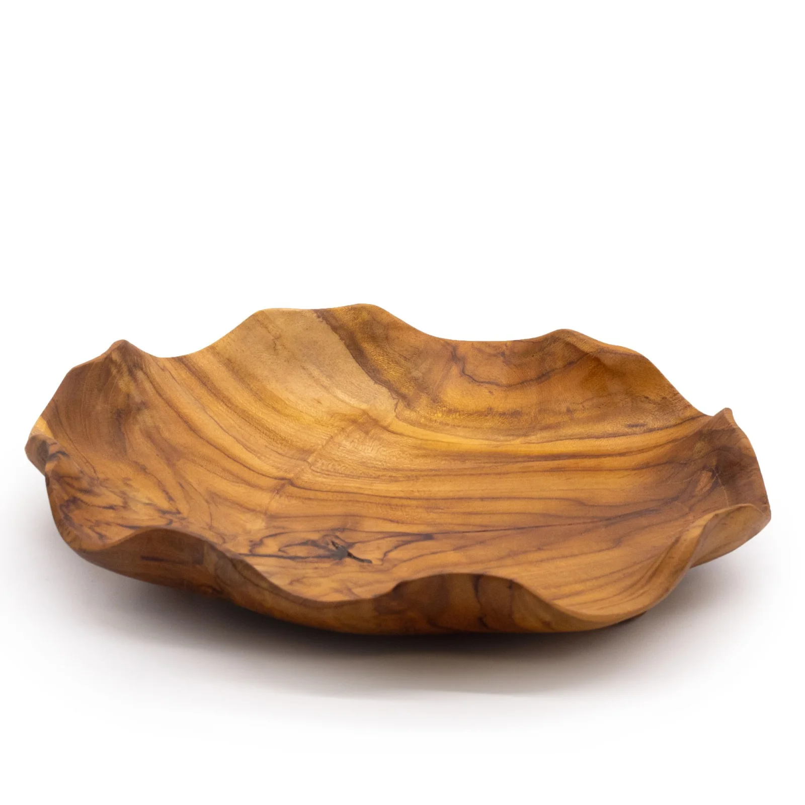 Miska na ovocie z tíkového dreva – okrúhla, 28 × 5,5 cm – fotka 3