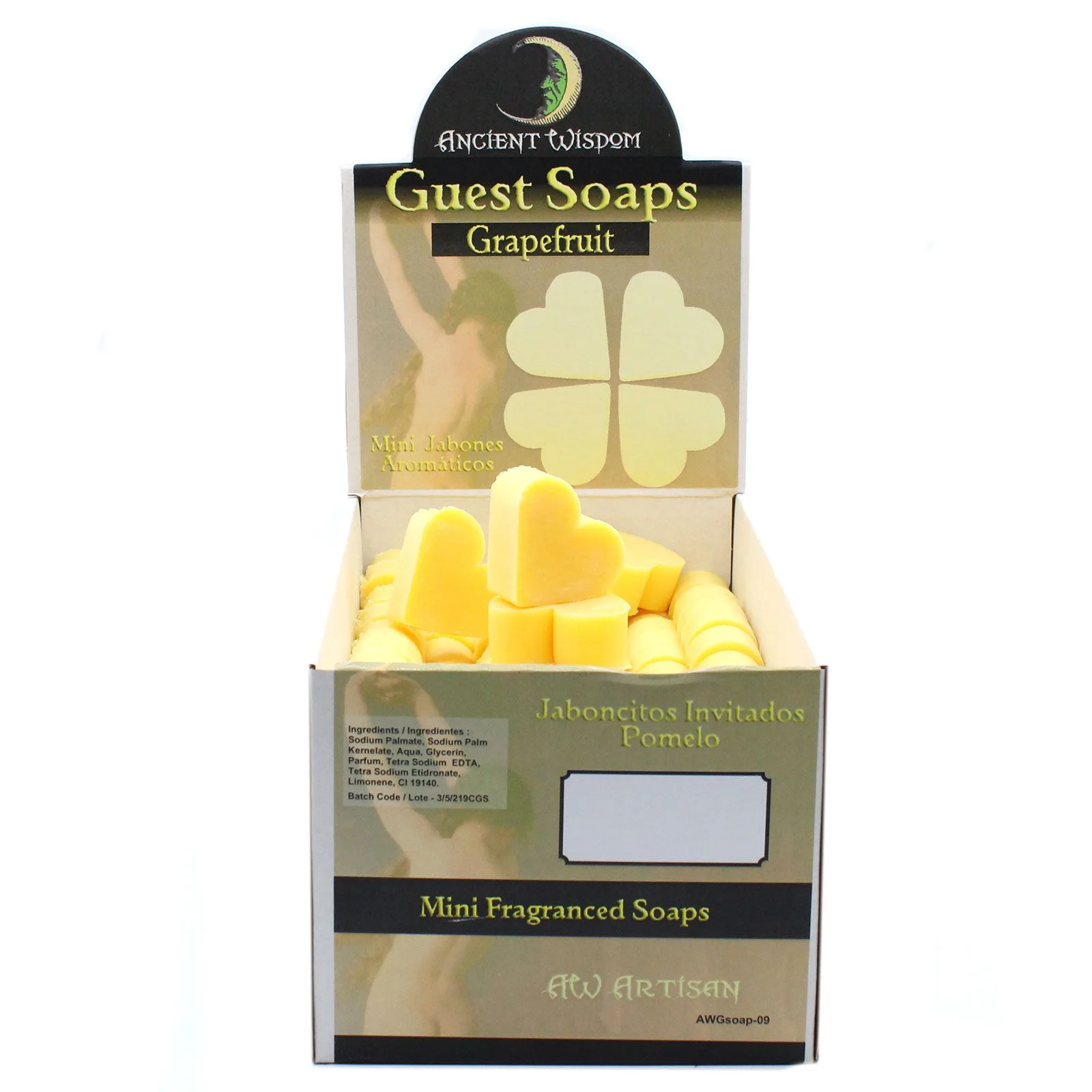 Hosťovské mydlá v tvare srdca – grapefruit, 10 ks × 20 g – fotka 3