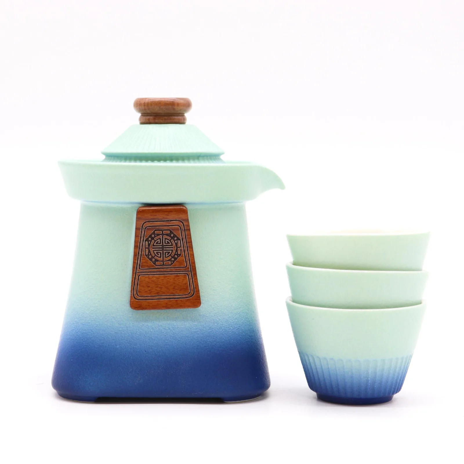 Keramická čajová sada Temple Blue Heaven – kanvica a 3 šálky – fotka 1