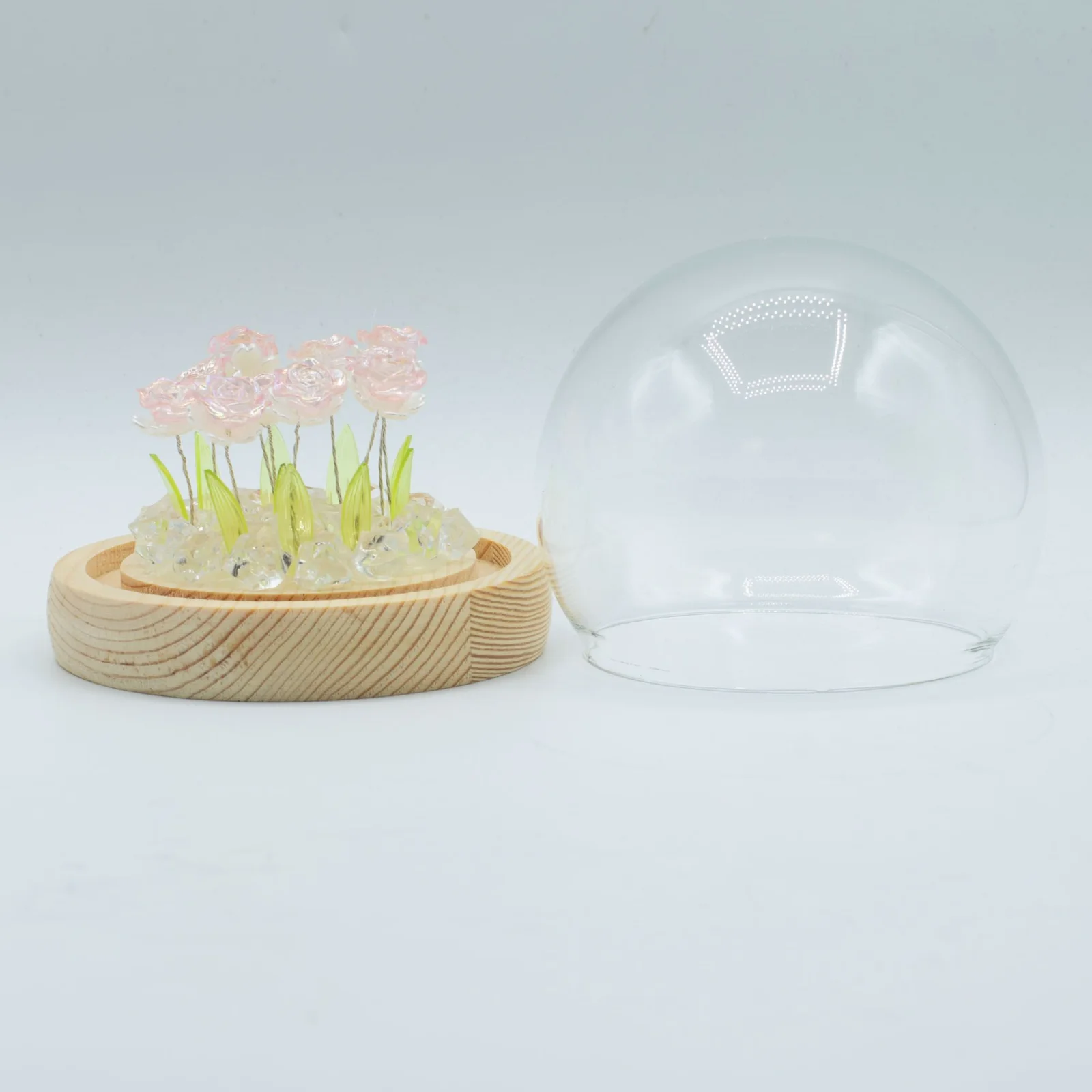 Floral Glow – LED kupola, 10 ružových ruží, USB – fotka 3